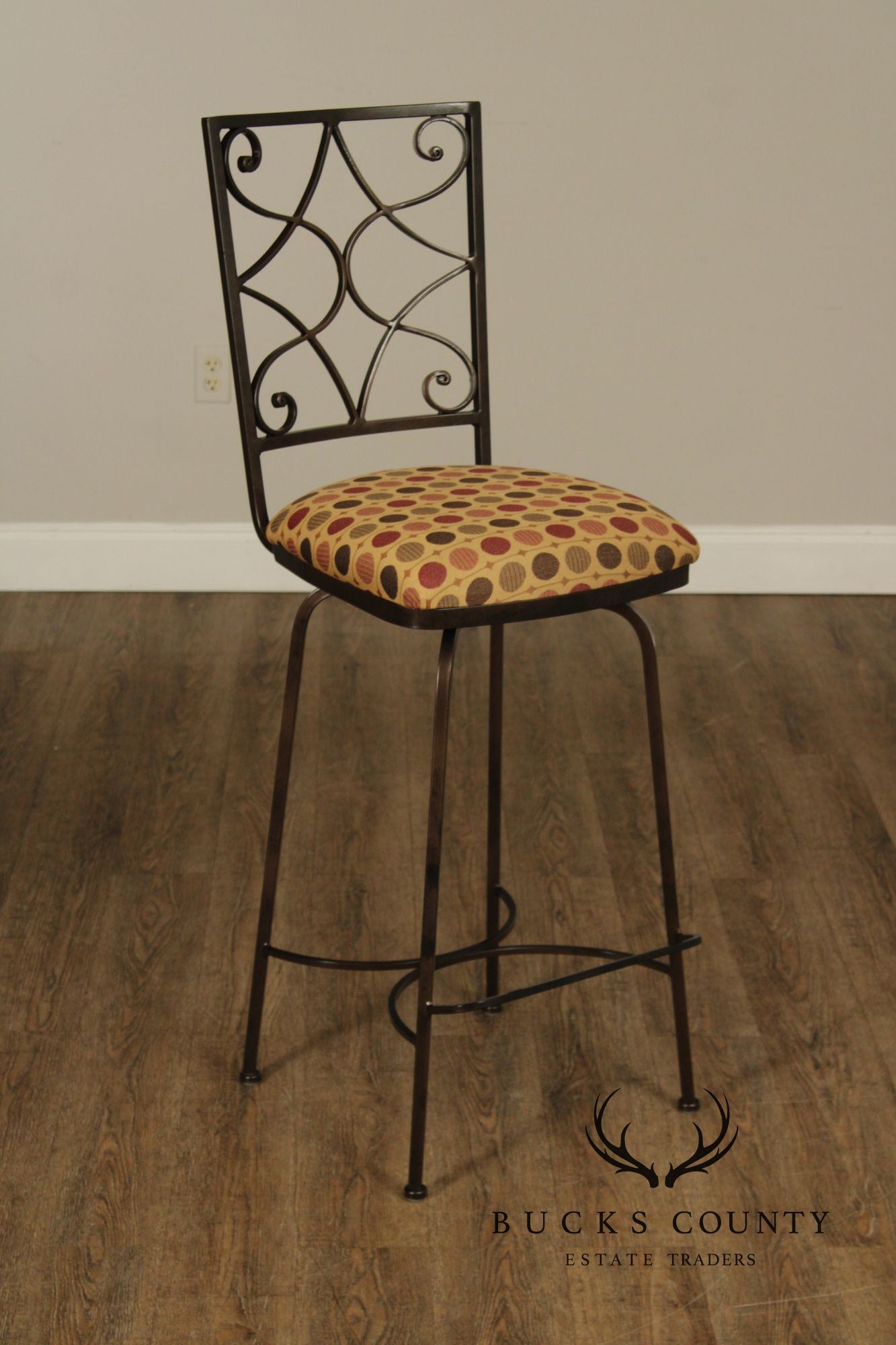Charleston Forge Set of Five Wrought Iron Swivel Bar Stools