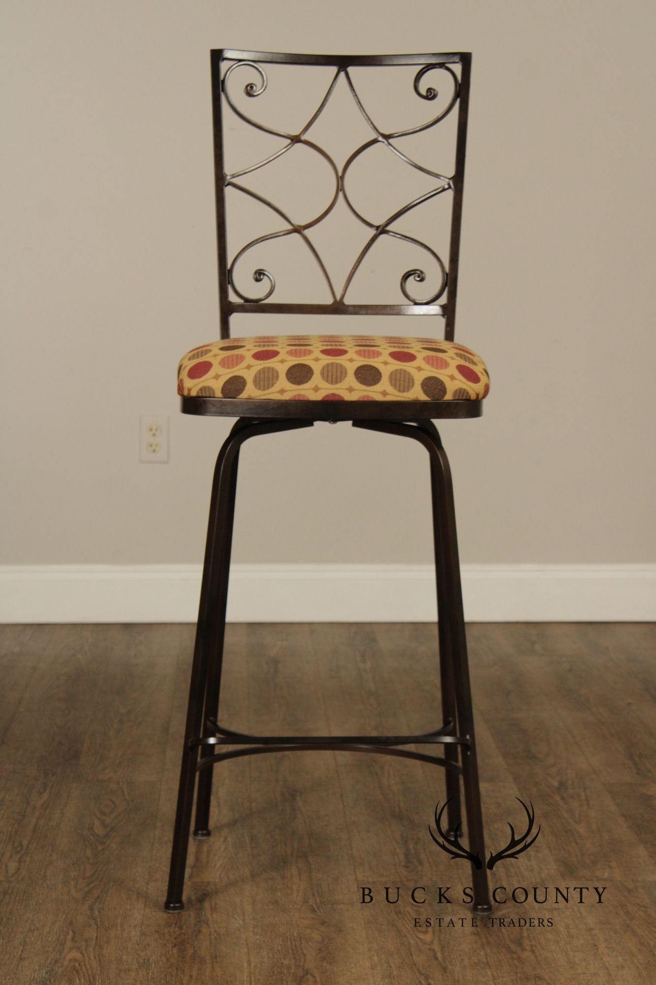 Charleston Forge Set of Five Wrought Iron Swivel Bar Stools