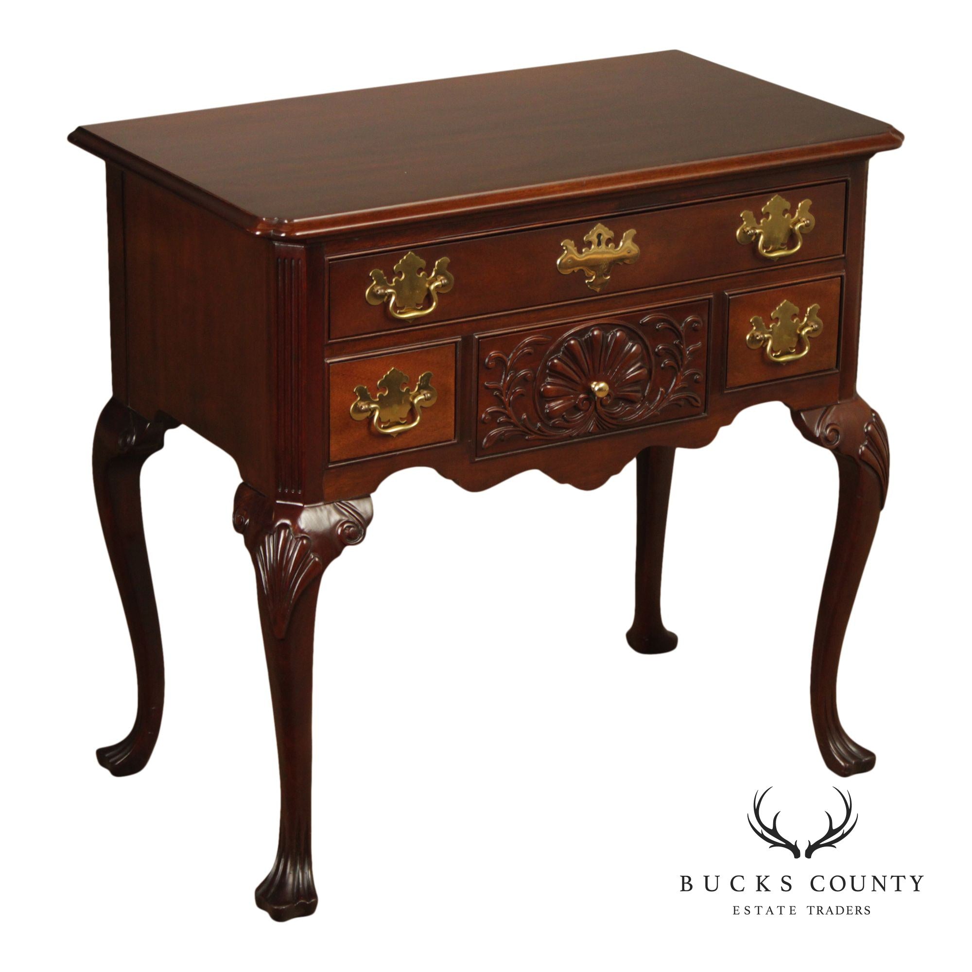 Councill Craftsmen Georgian Style Mahogany Shell Carved Lowboy