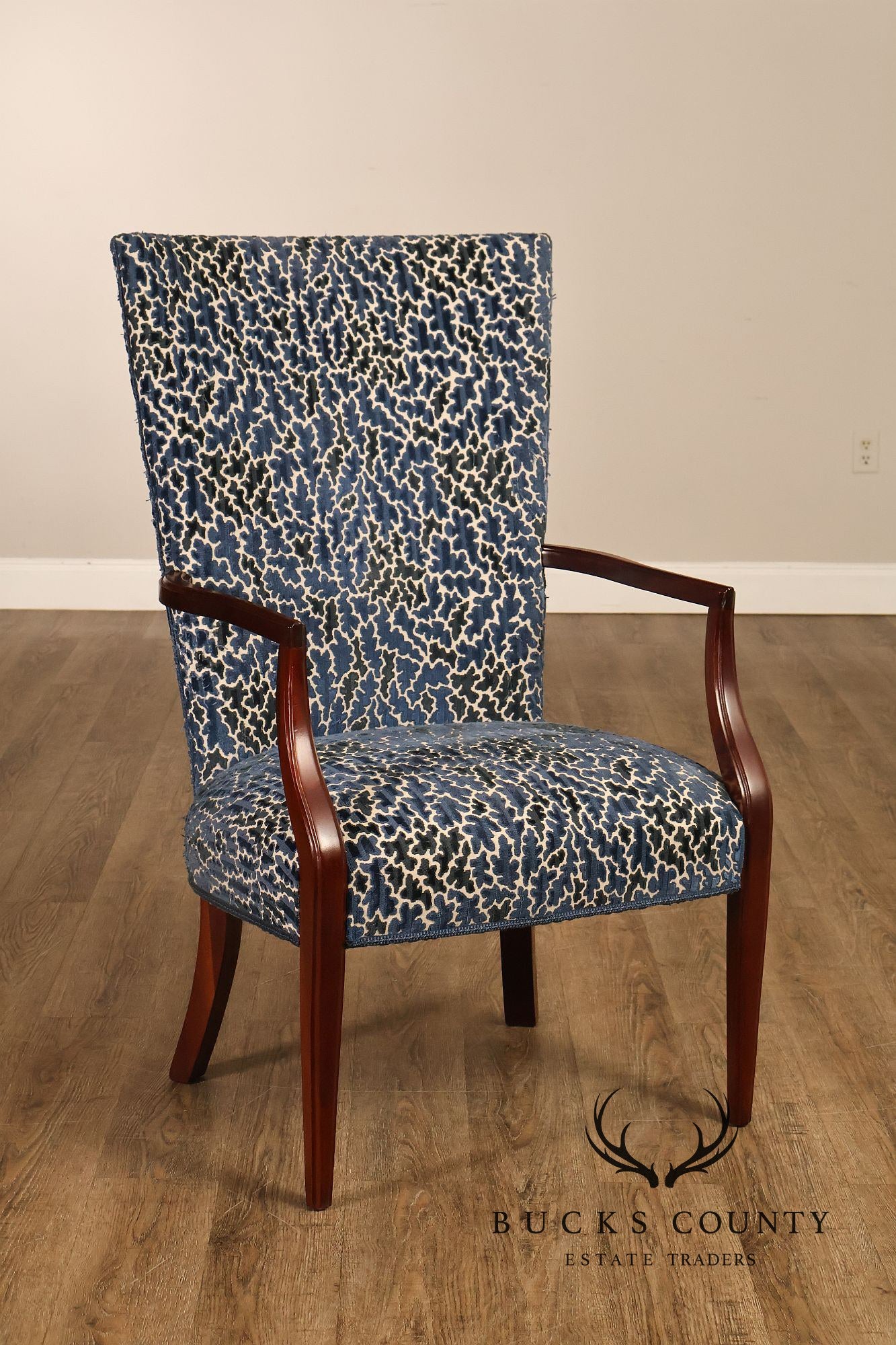 Contemporary Pair of Upholstered Dining Armchairs
