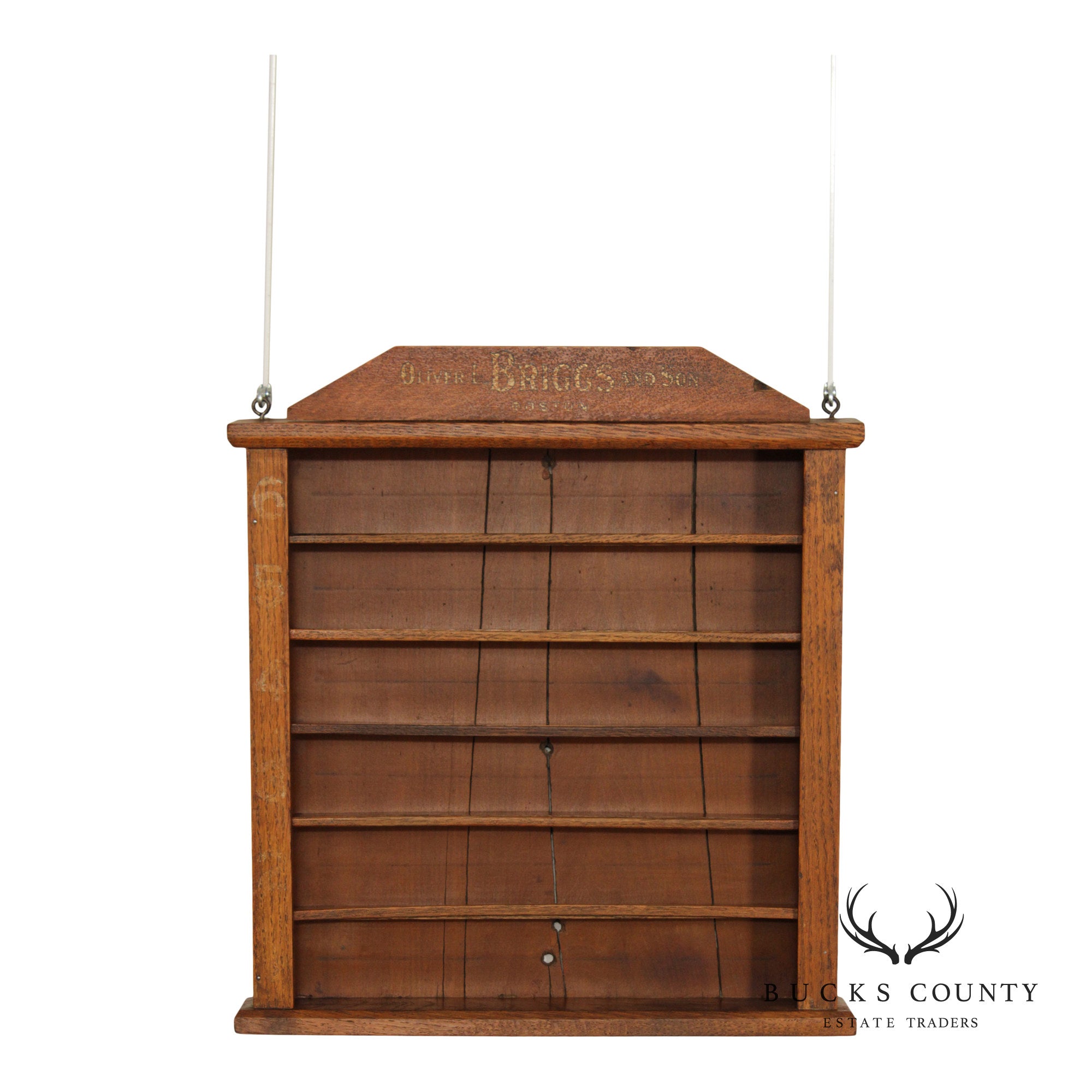 Oliver L. Briggs & Son Antique American Oak Billiards Shelf Cabinet