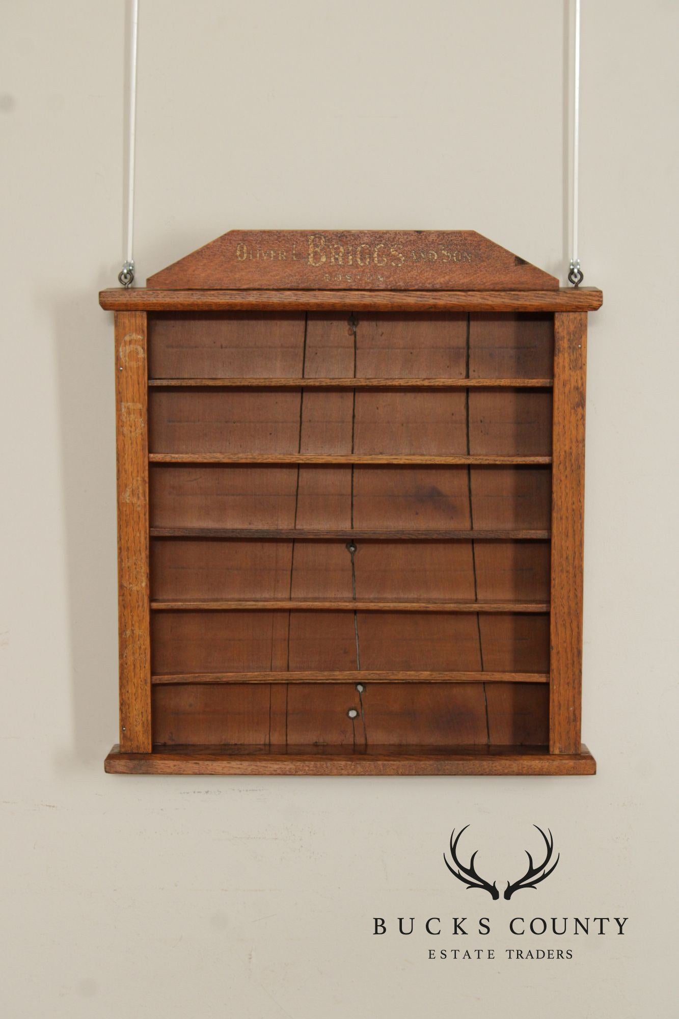 Oliver L. Briggs & Son Antique American Oak Billiards Shelf Cabinet