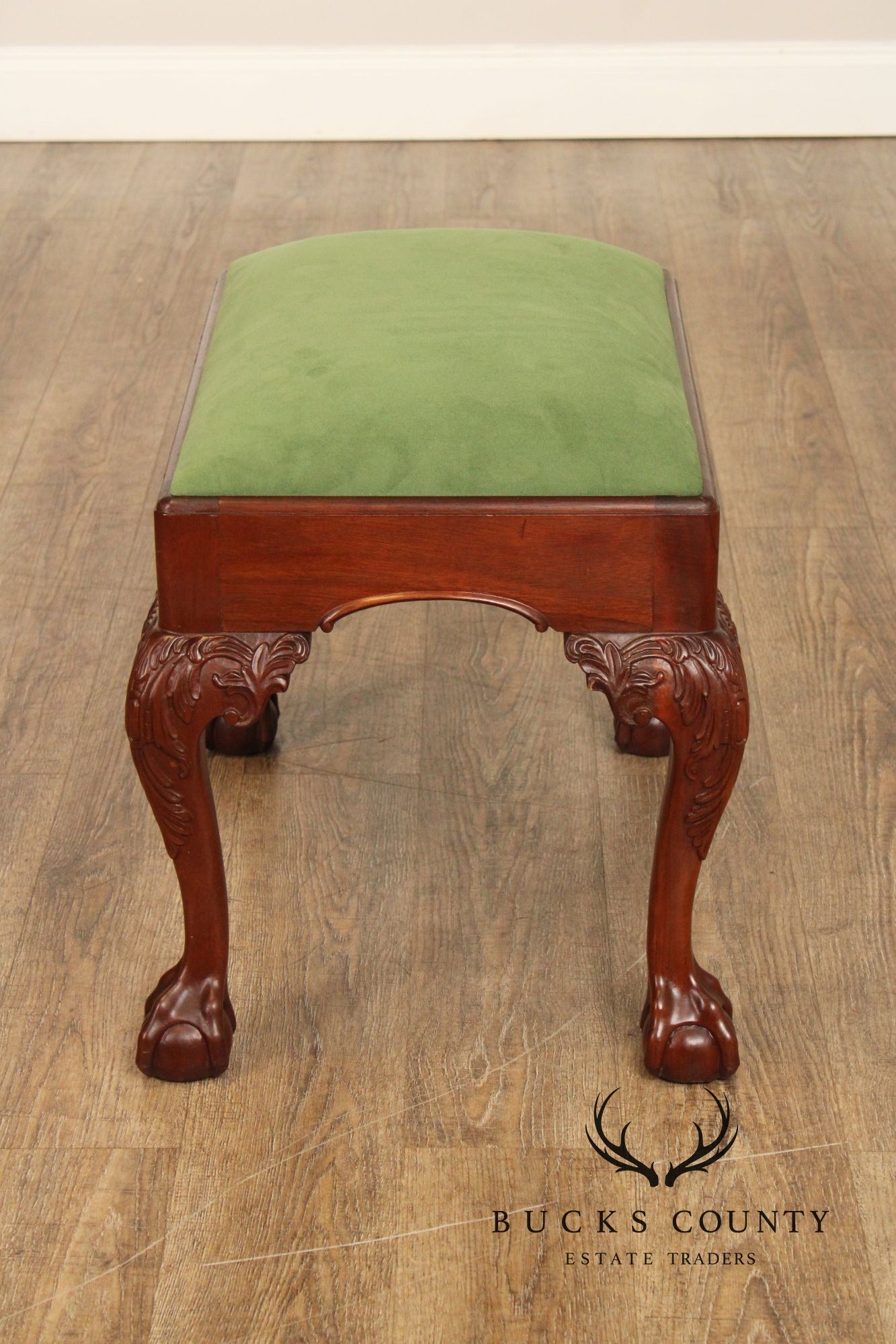 Stickley Chippendale Style Carved Mahogany Foot Stool