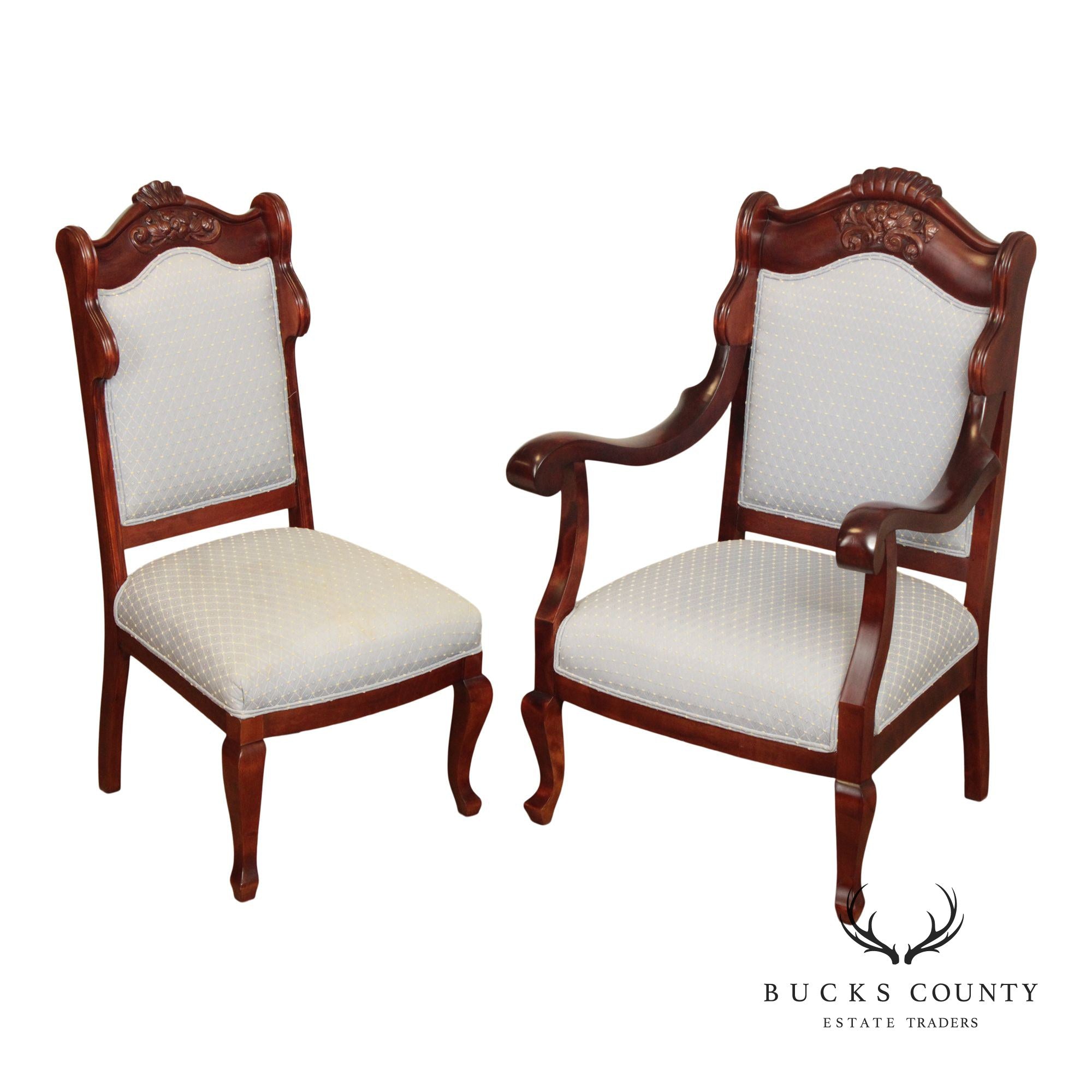 Antique Victorian Mahogany Set Of Two Parlor Chairs