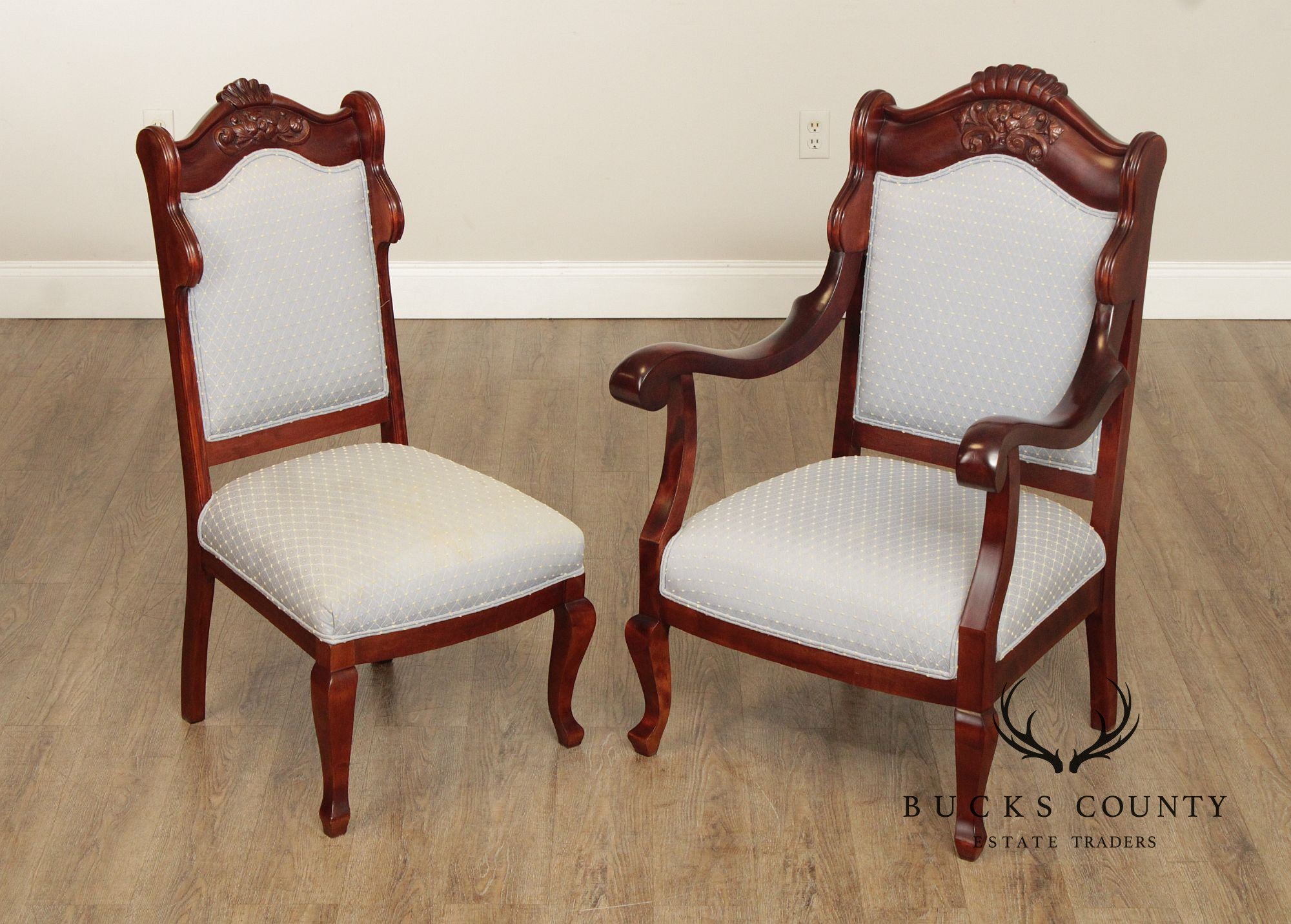 Antique Victorian Mahogany Set Of Two Parlor Chairs