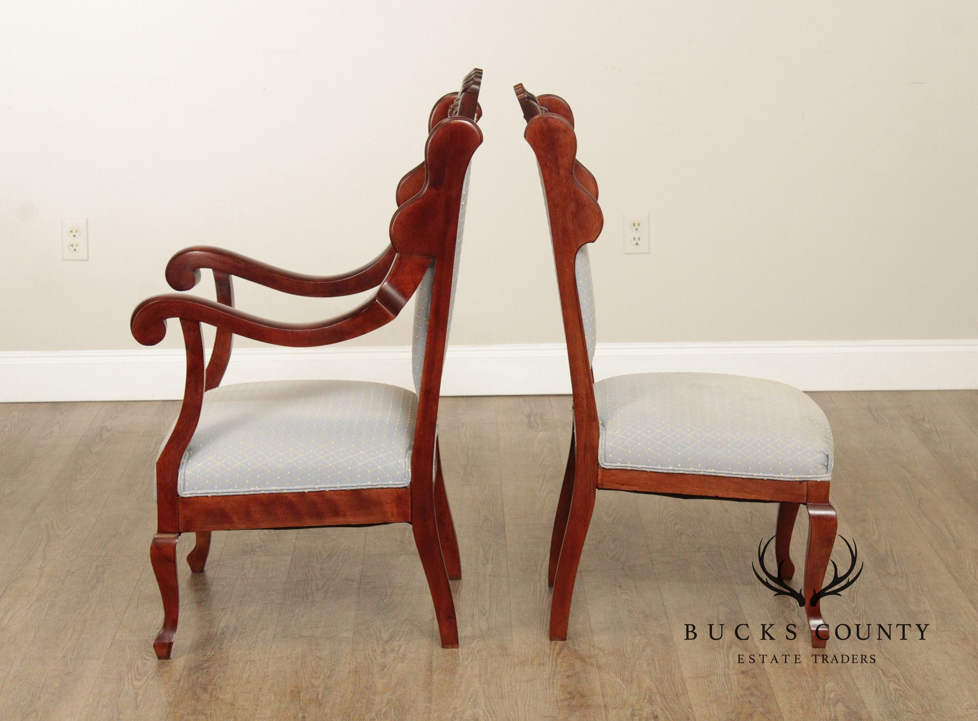 Antique Victorian Mahogany Set Of Two Parlor Chairs