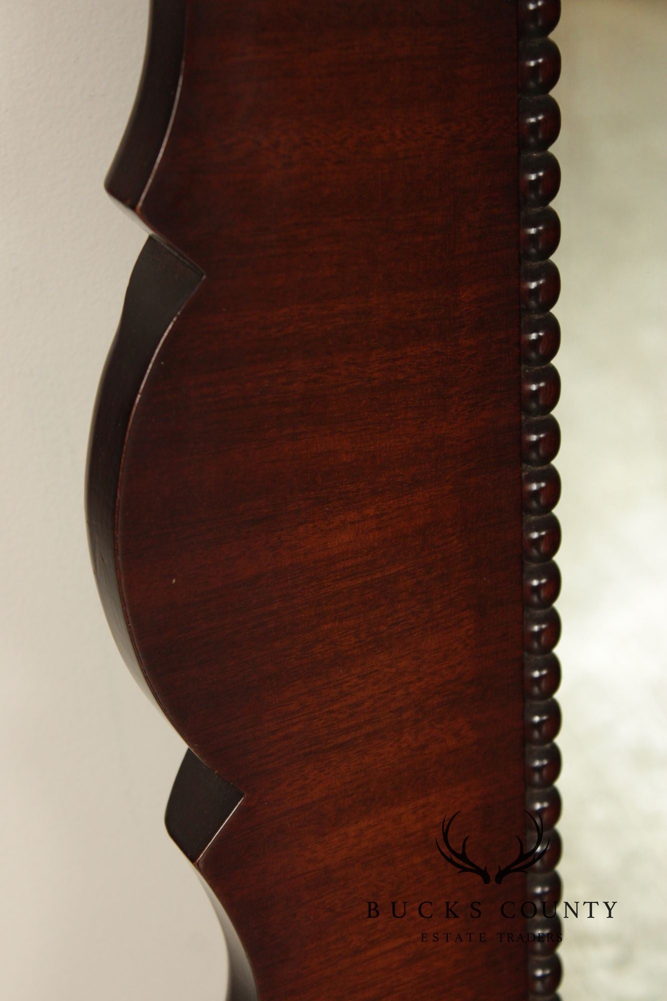 1940's Vintage Scalloped Mahogany Frame Wall Mirror