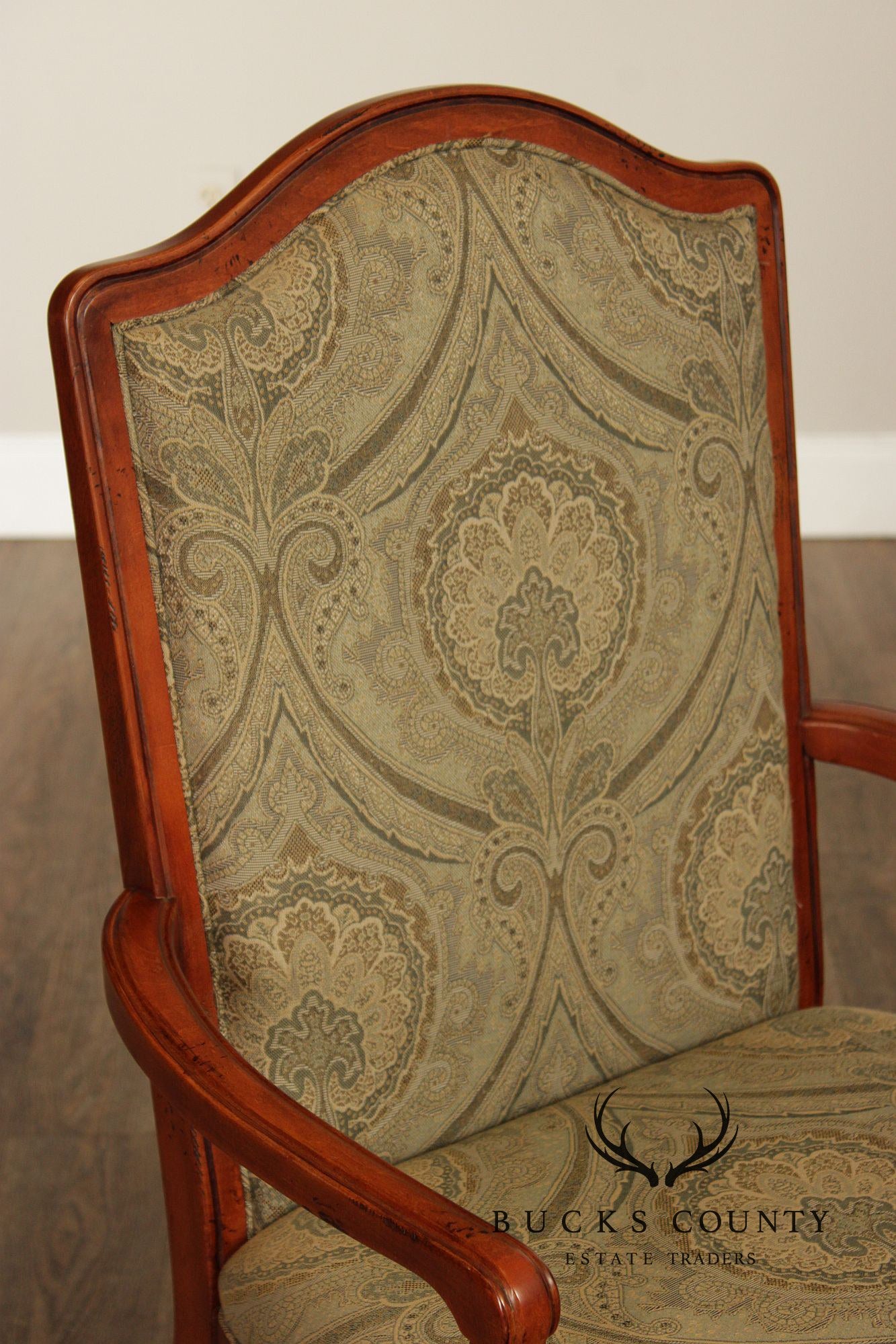 Hickory White Italian Provincial Set Of Eight Upholstered Dining Chairs