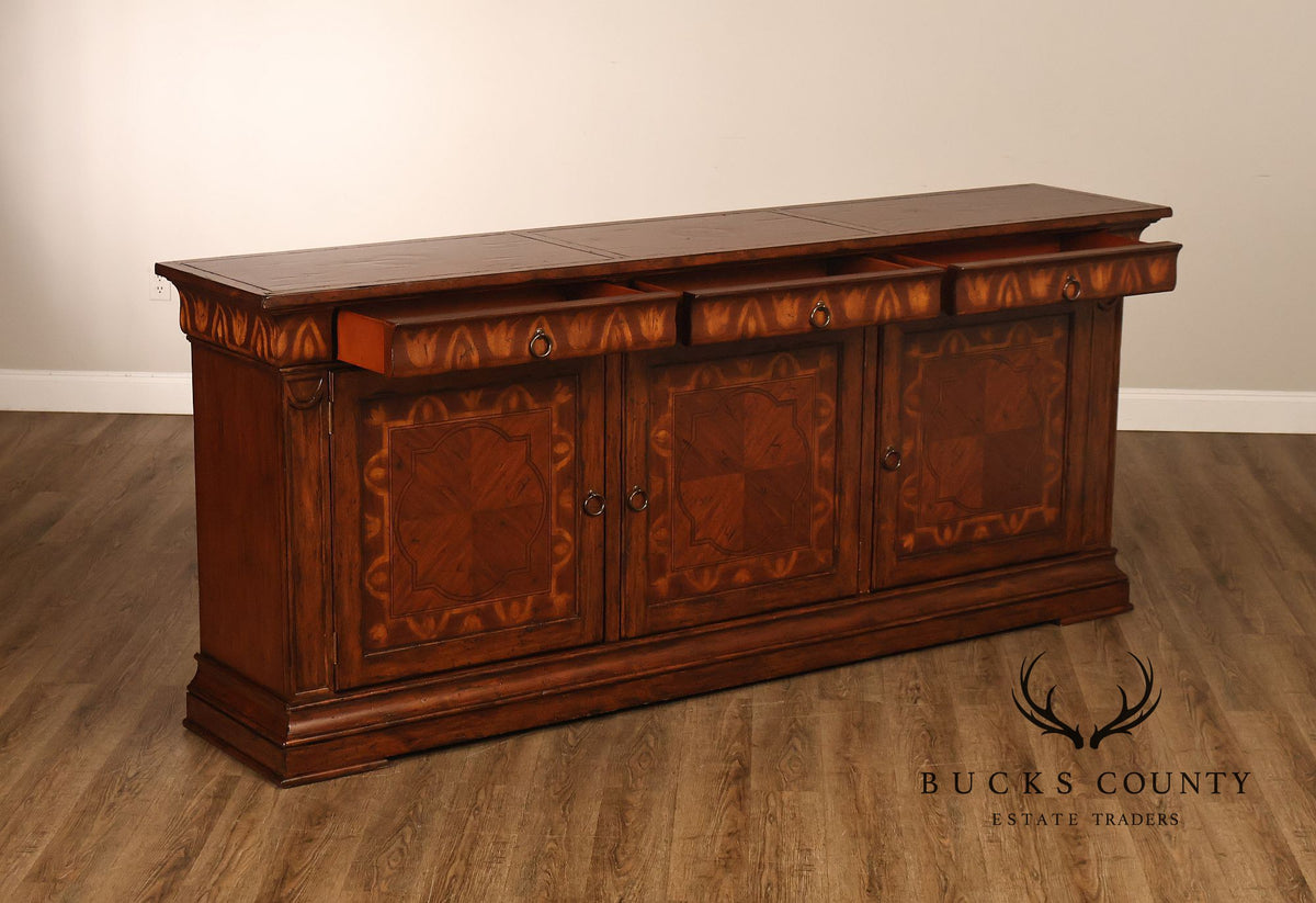 Traditional Georgian Style Inlaid Three Door Credenza Sideboard