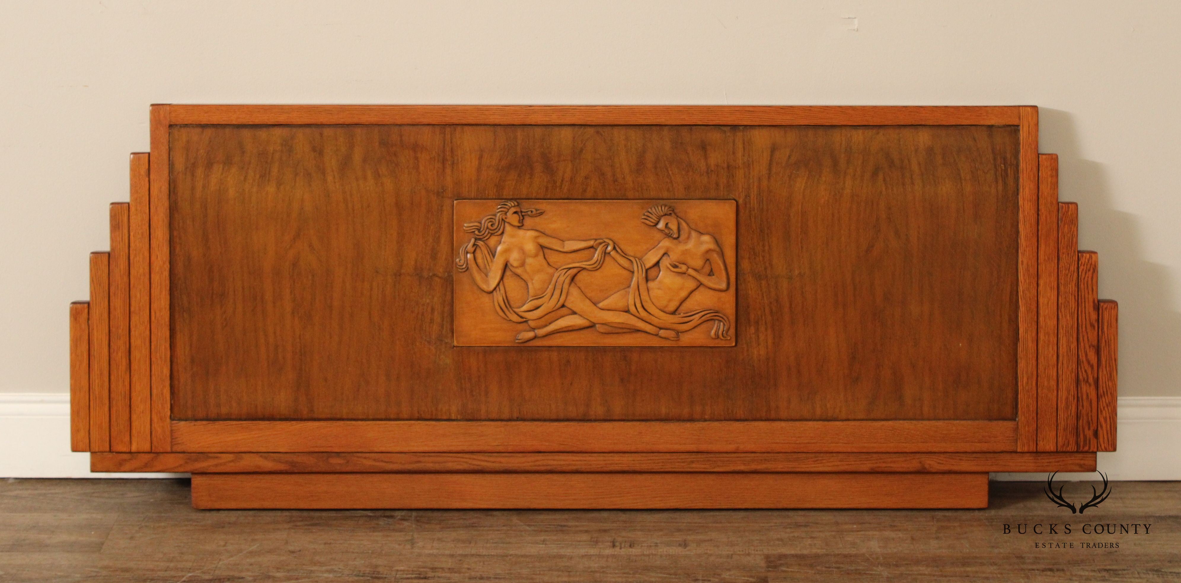 Grand Rapids Art Deco Period Queen Headboard And Footboard