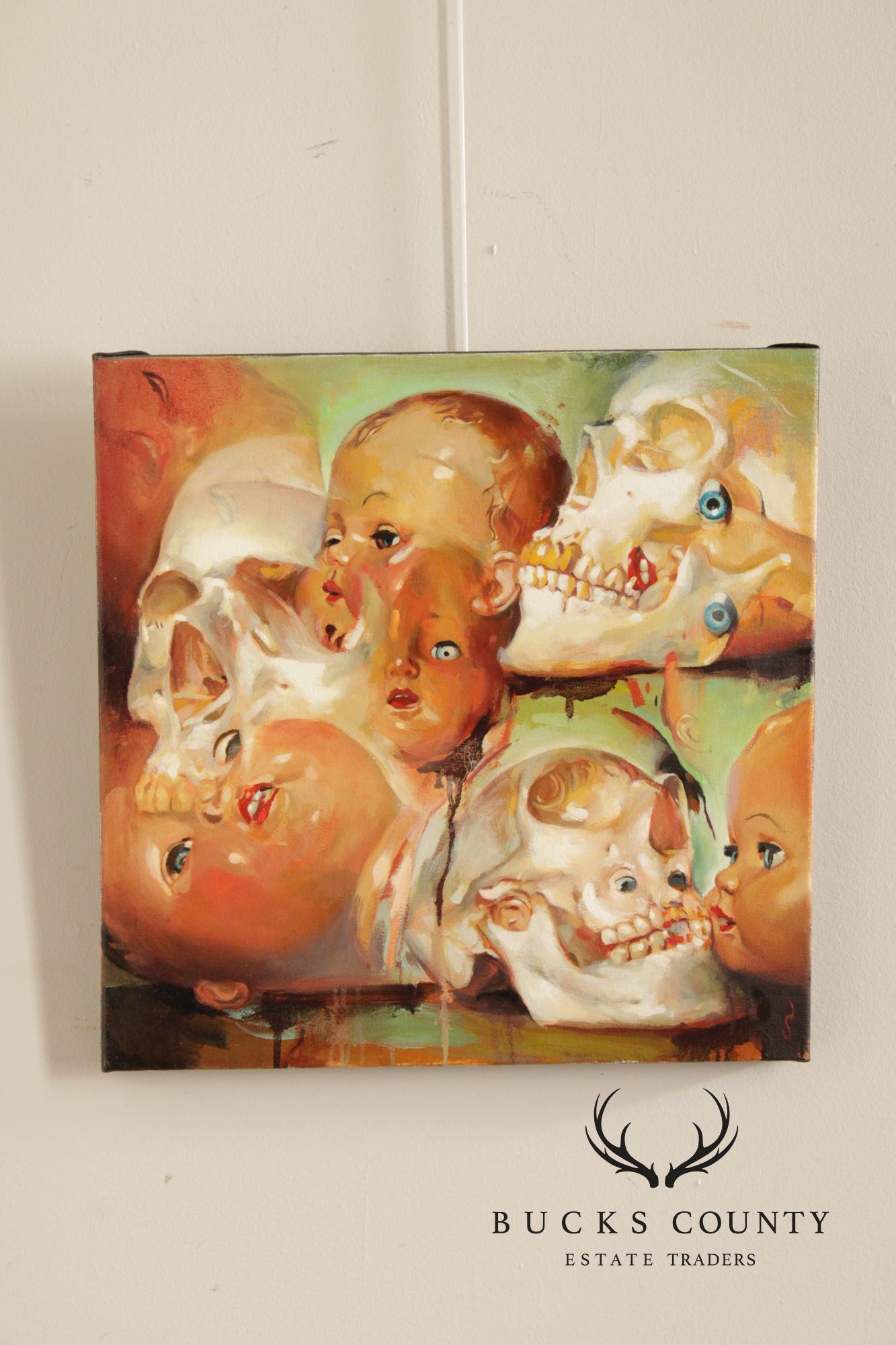 Shawn Barber Oil Painting, 'Multiple Skull Heads'