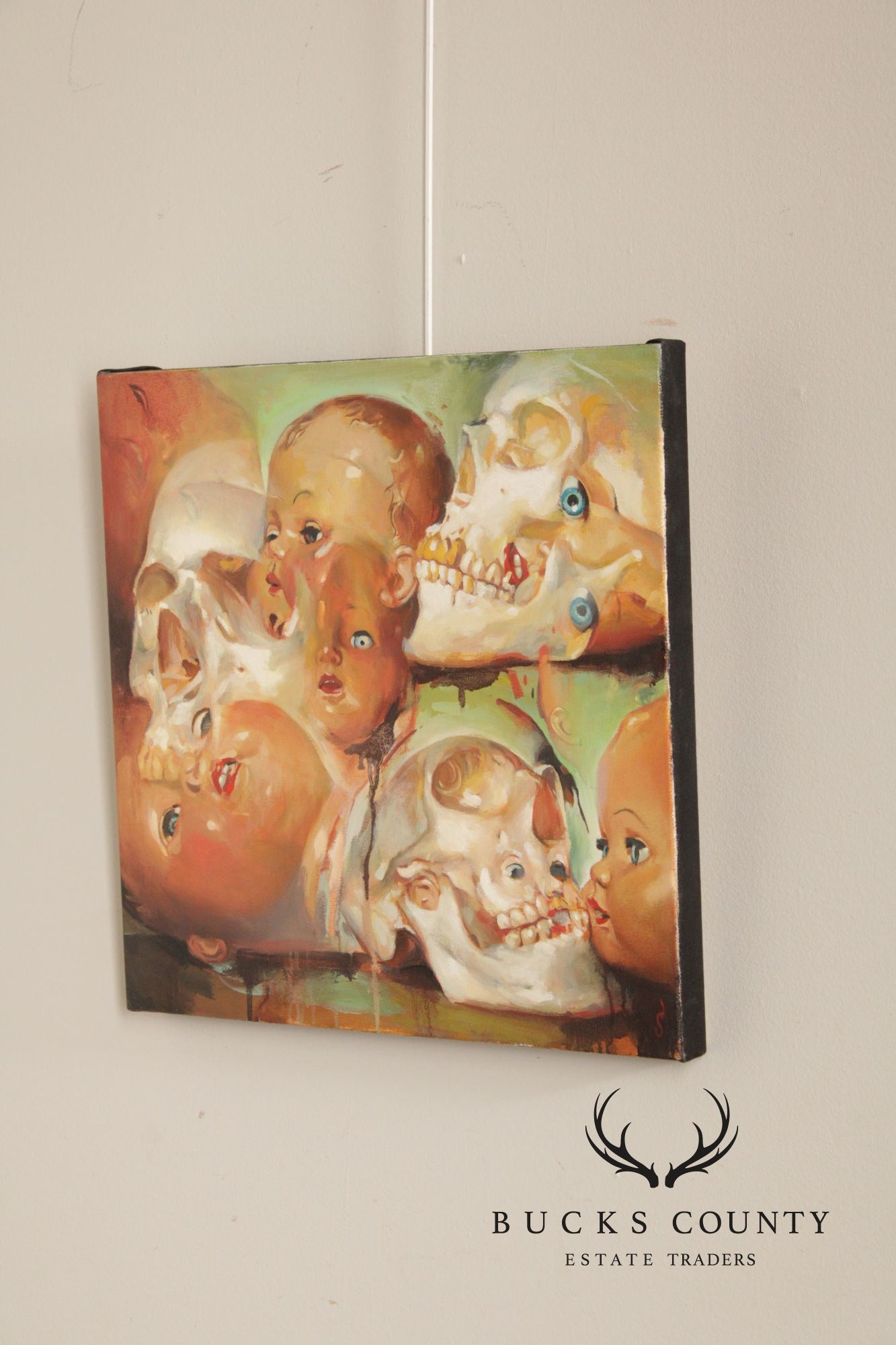 Shawn Barber Oil Painting, 'Multiple Skull Heads'