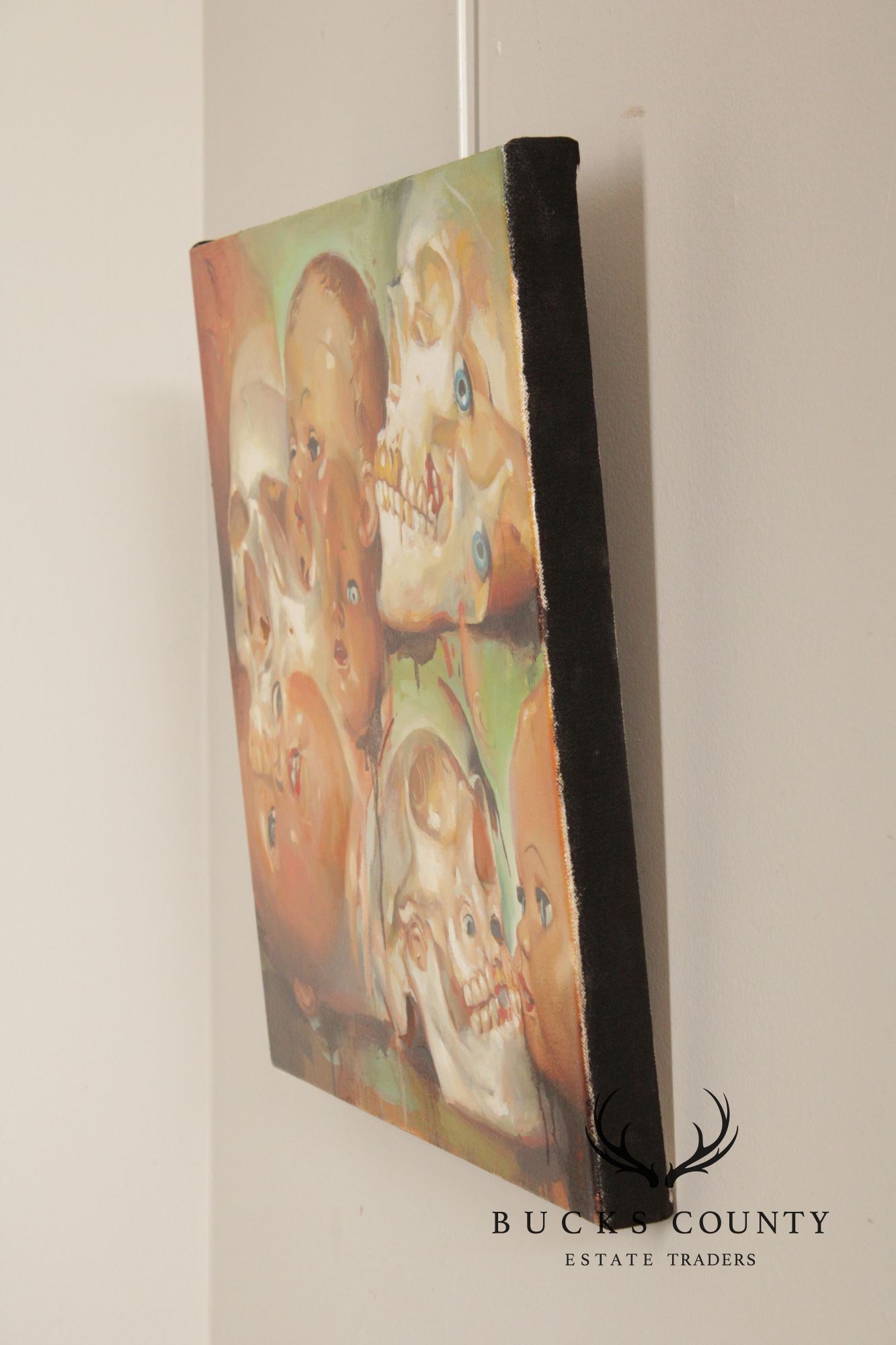 Shawn Barber Oil Painting, 'Multiple Skull Heads'