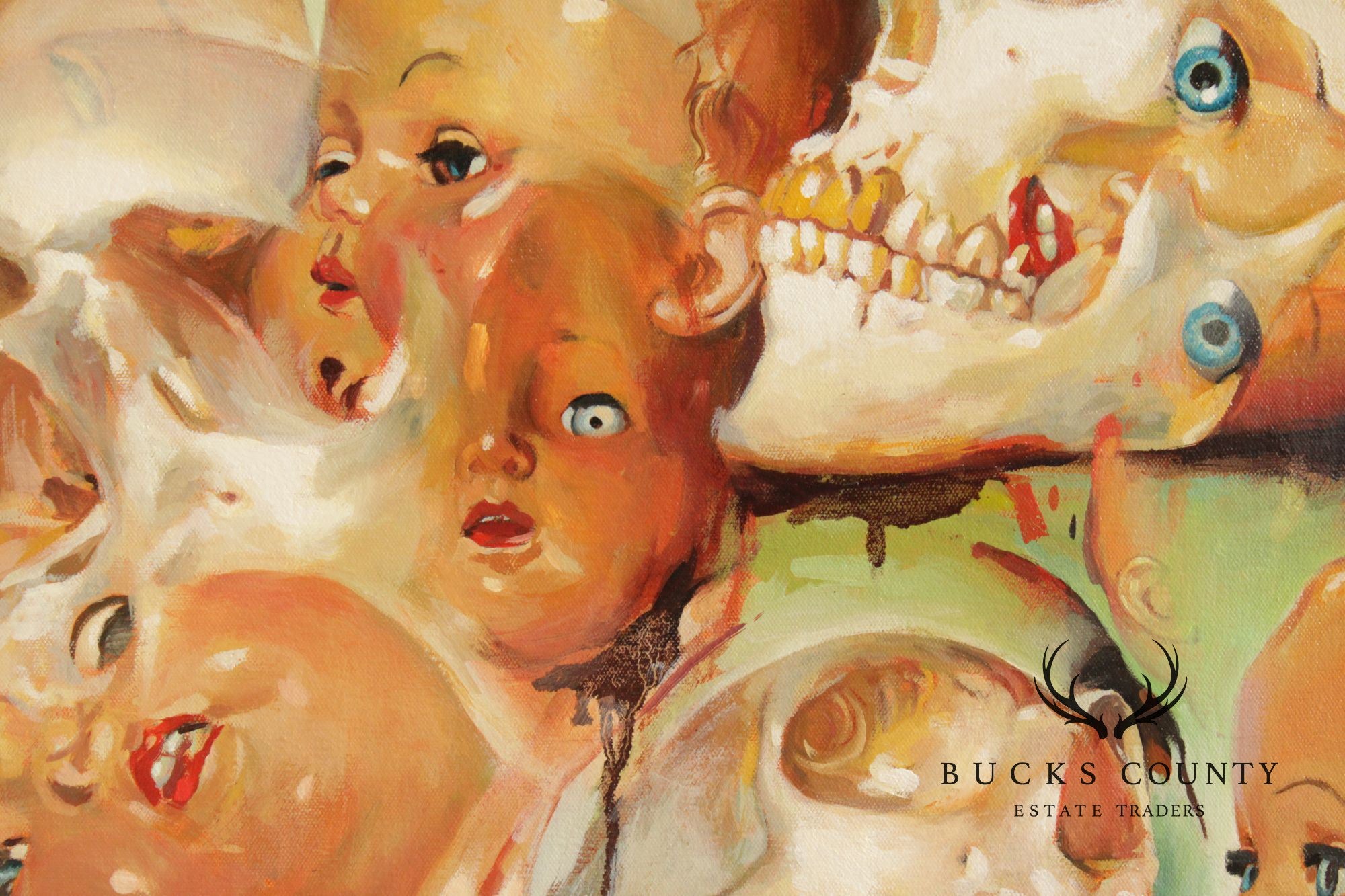 Shawn Barber Oil Painting, 'Multiple Skull Heads'