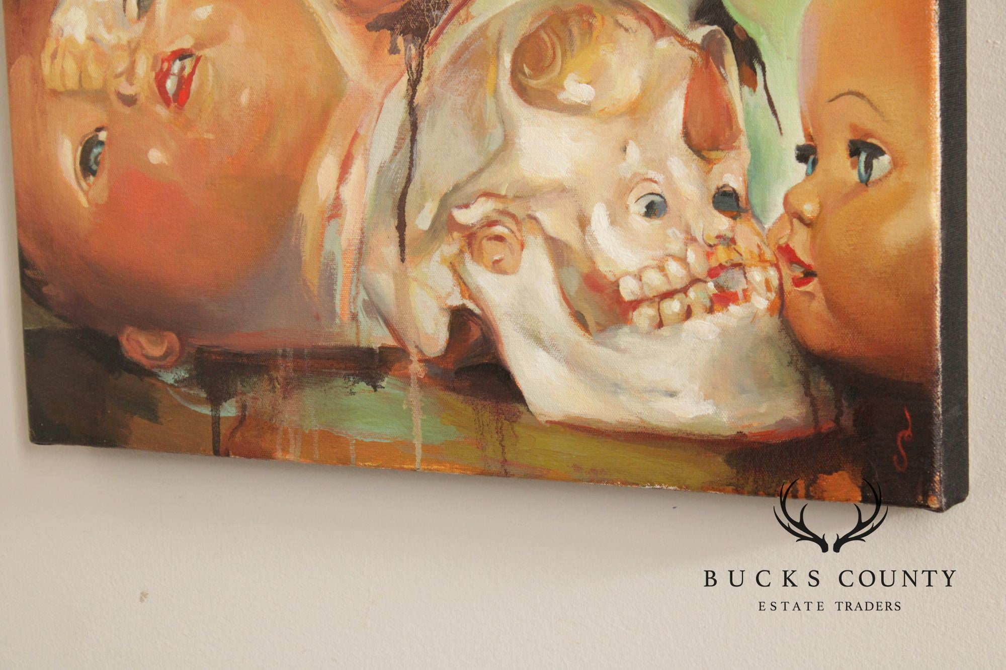 Shawn Barber Oil Painting, 'Multiple Skull Heads'