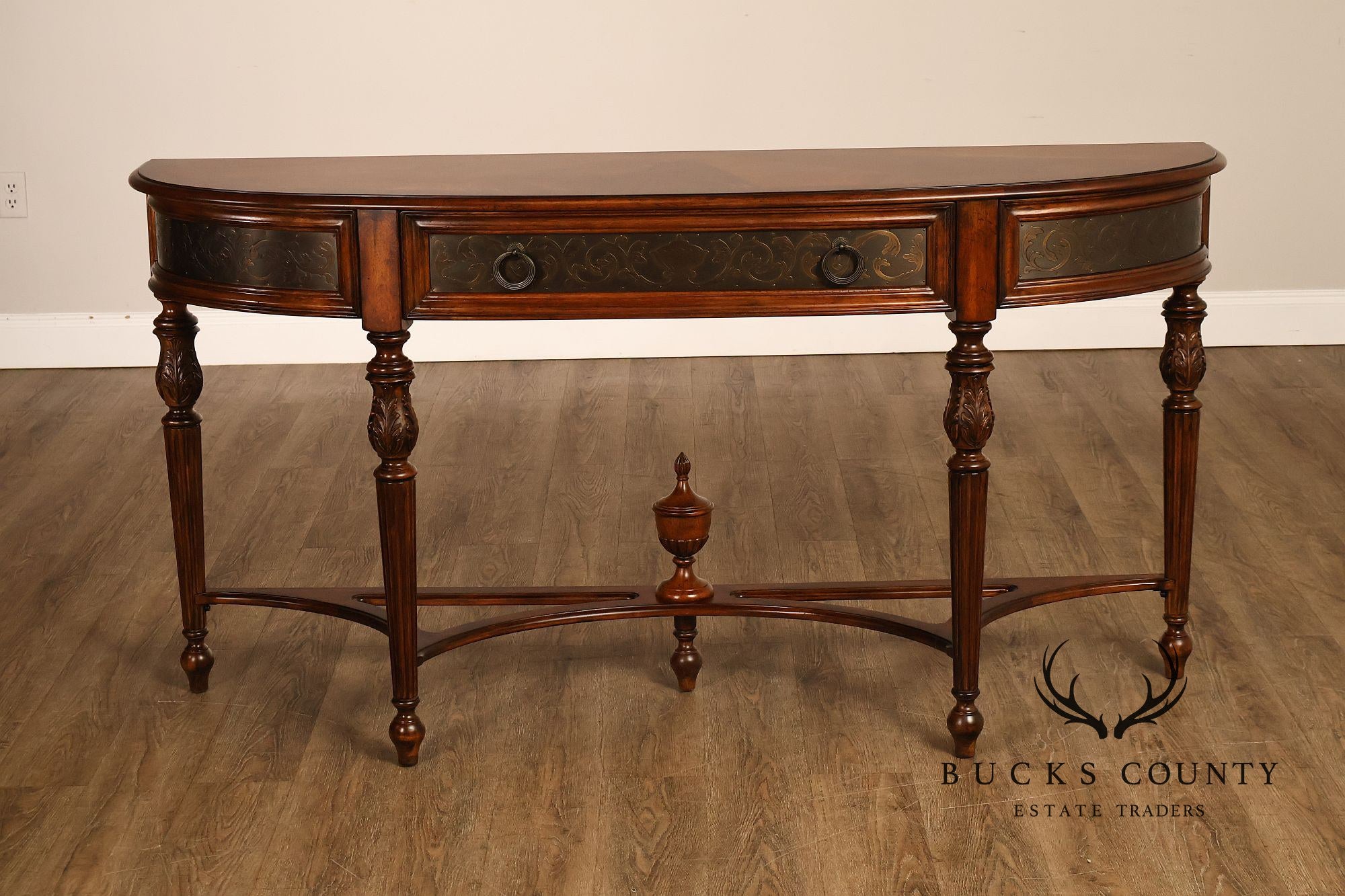 Mahogany Adams Style Carved Demilune Console Table