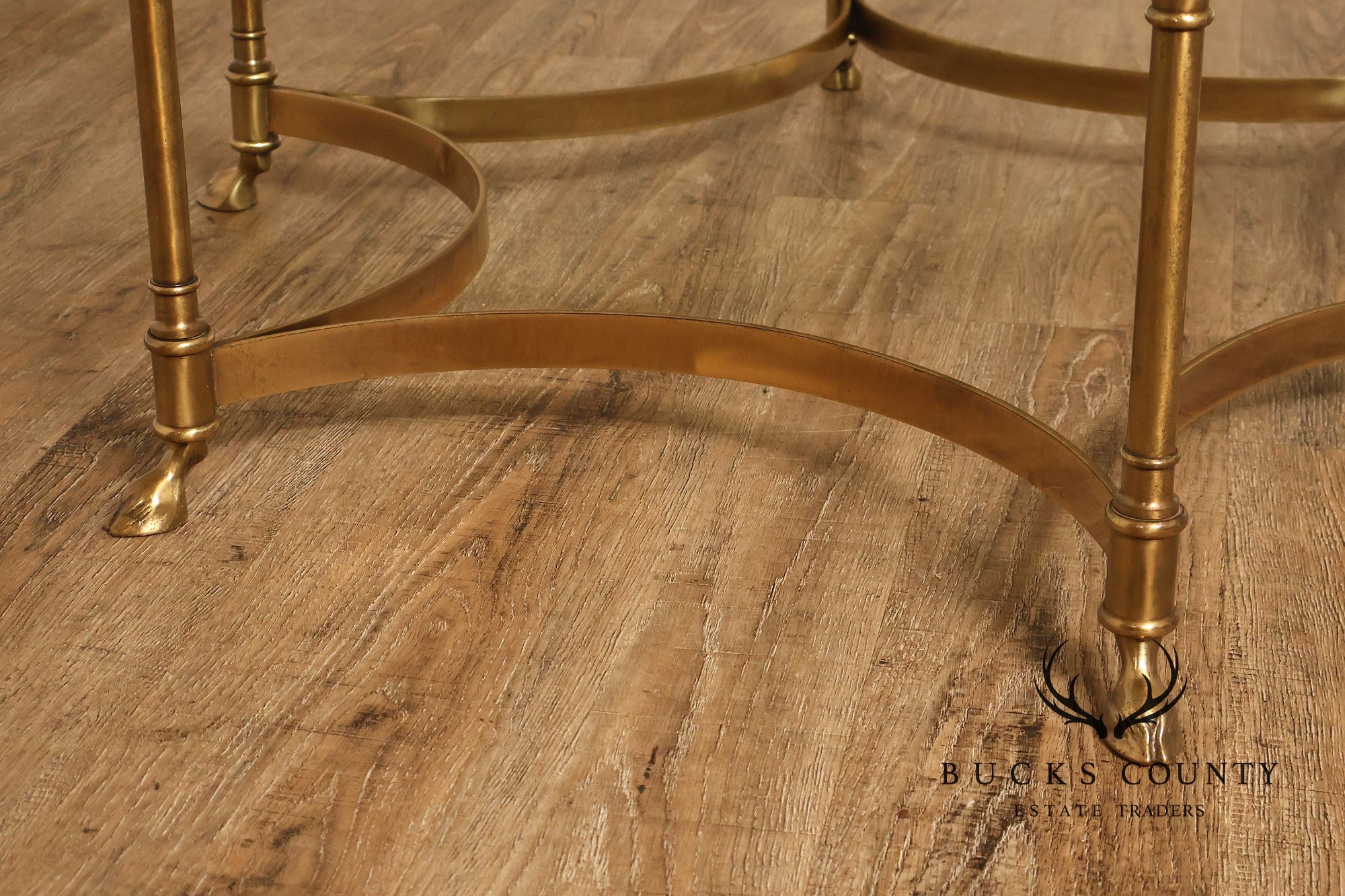Directoire Style Vintage Brass and Glass Top Coffee Table