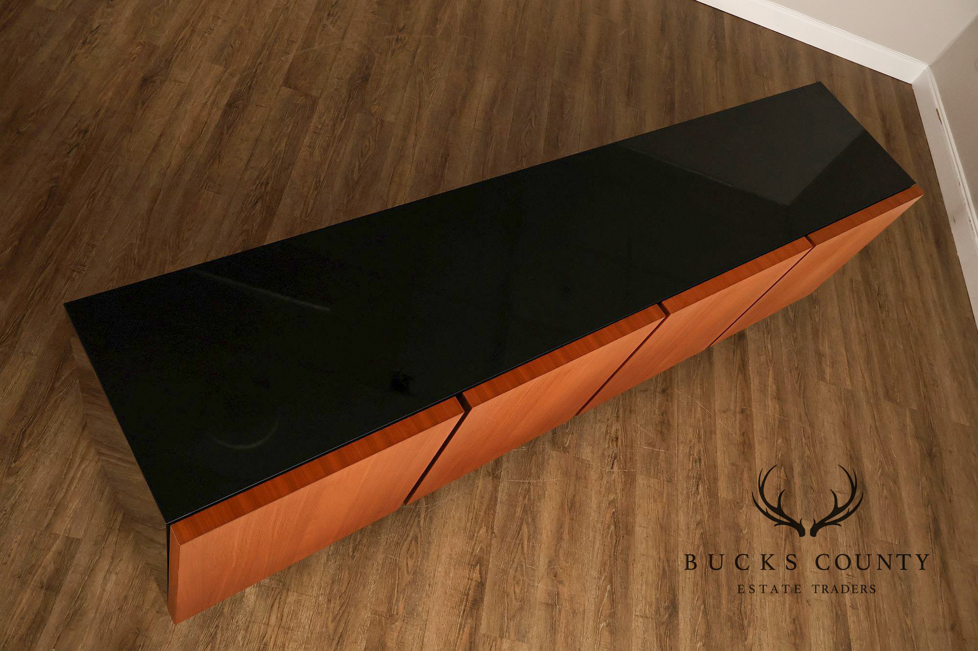 Mid Century Modern Black Top Credenza