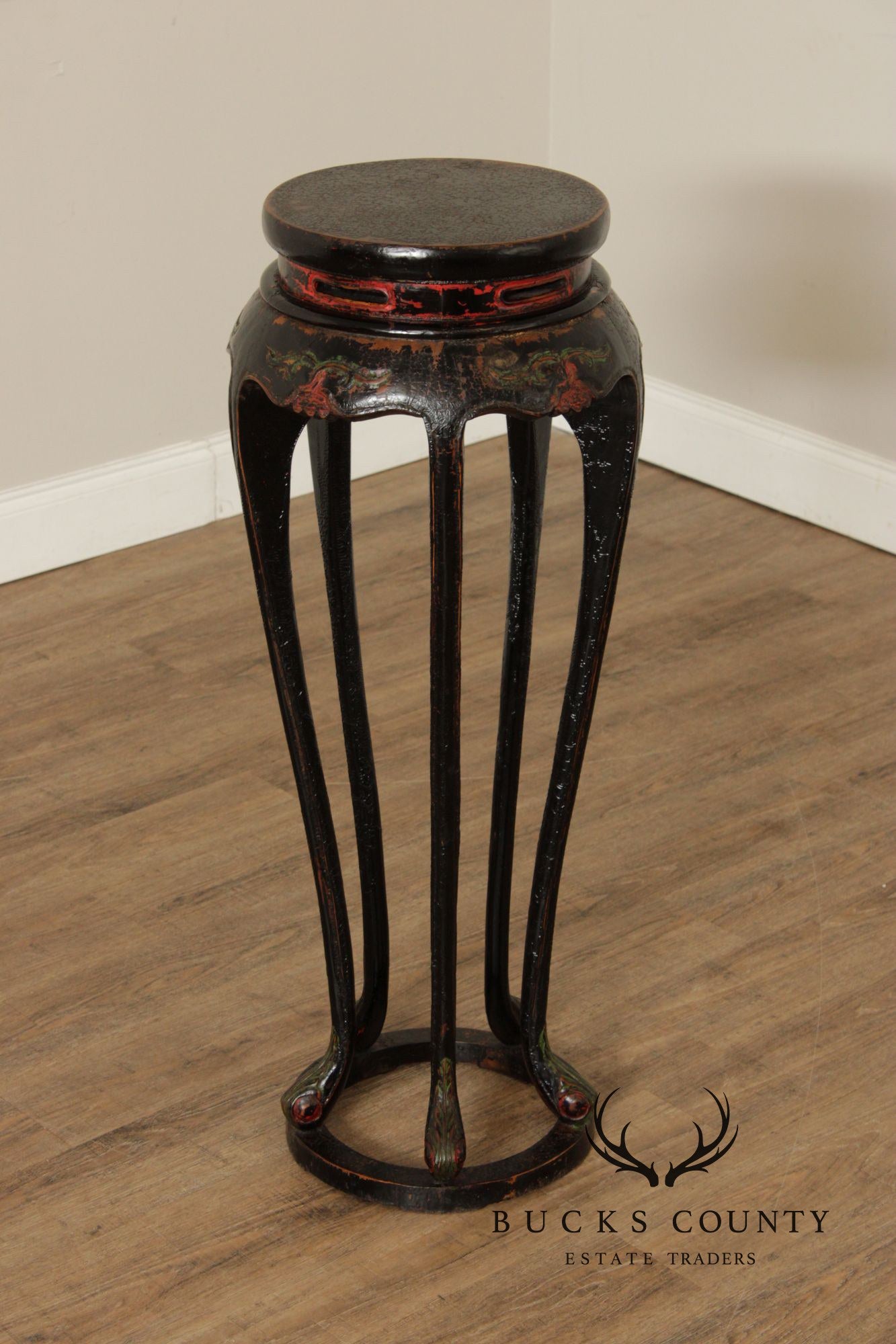 Vintage Asian Pair of Lacquered Plant Stands