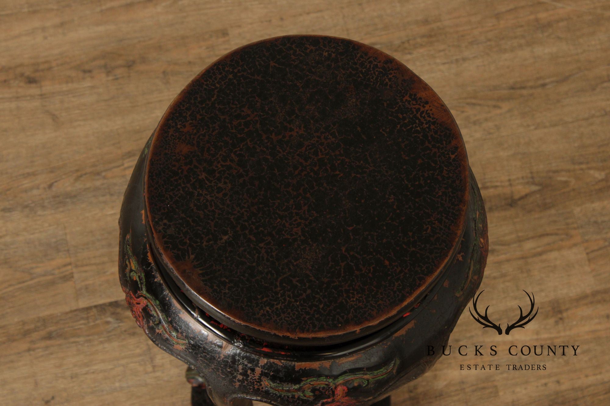 Vintage Asian Pair of Lacquered Plant Stands
