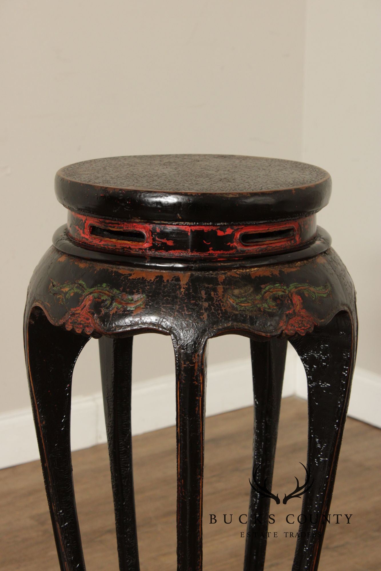Vintage Asian Pair of Lacquered Plant Stands