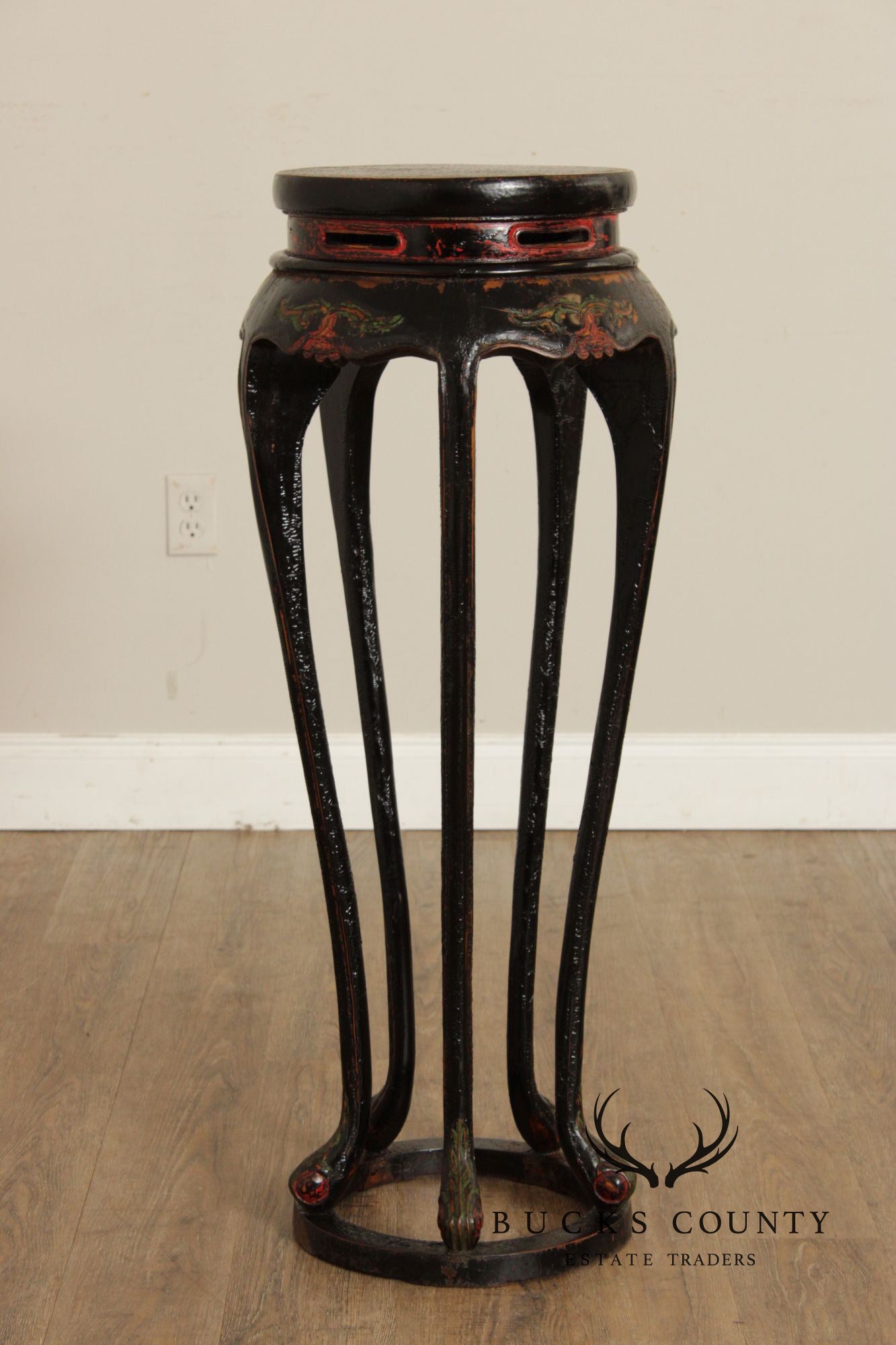 Vintage Asian Pair of Lacquered Plant Stands