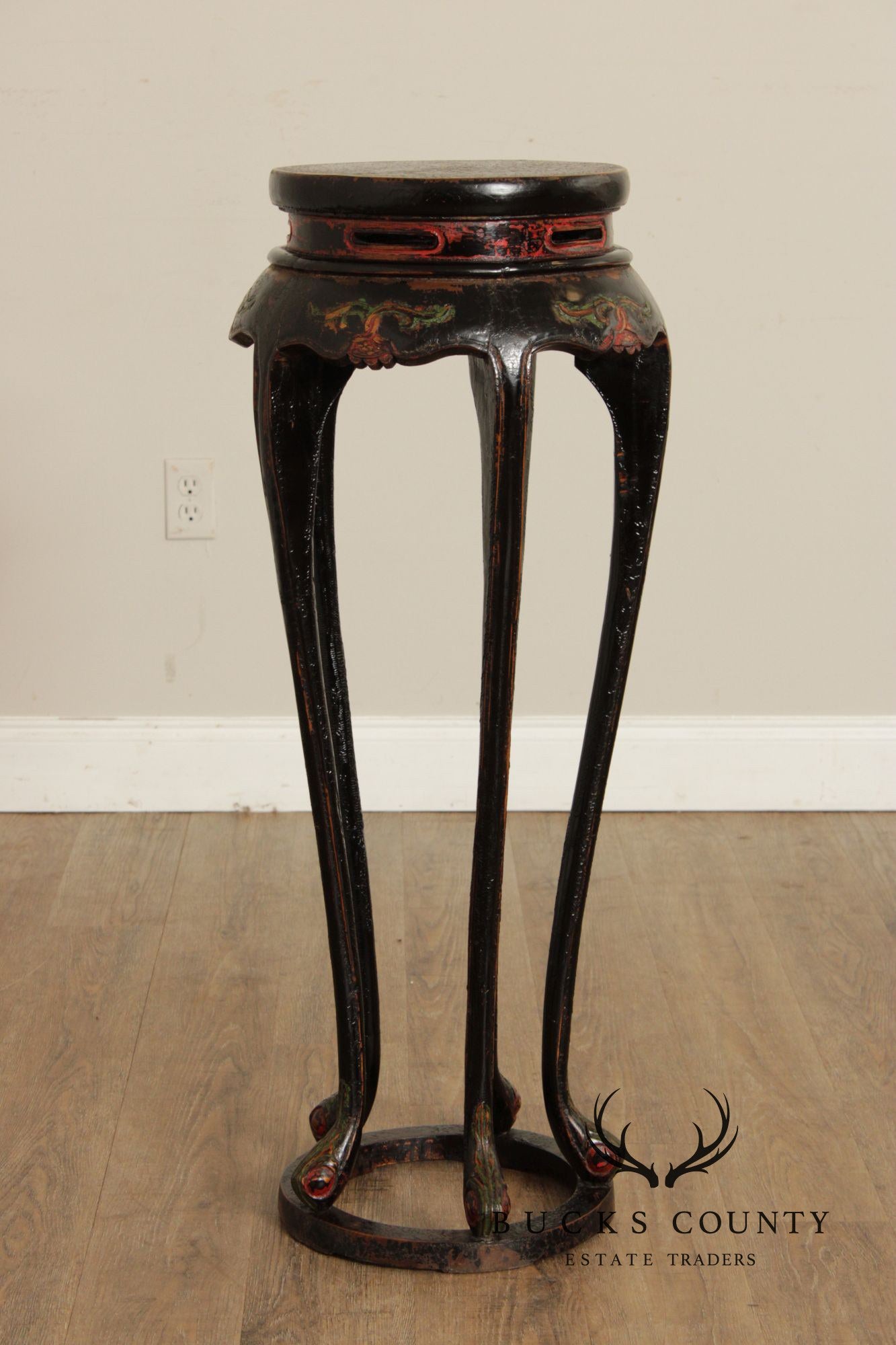 Vintage Asian Pair of Lacquered Plant Stands