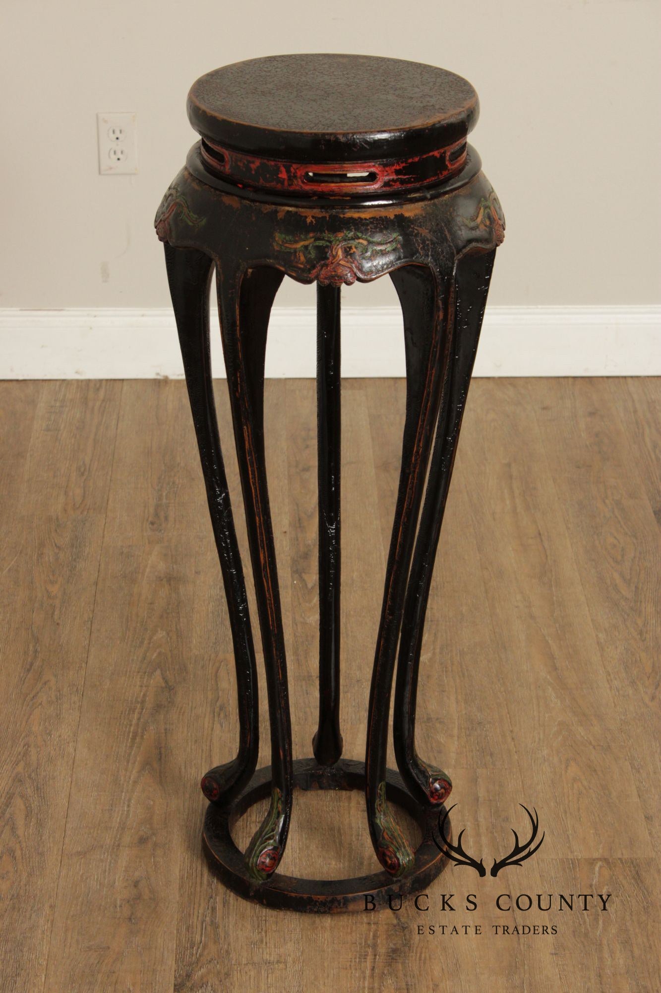 Vintage Asian Pair of Lacquered Plant Stands
