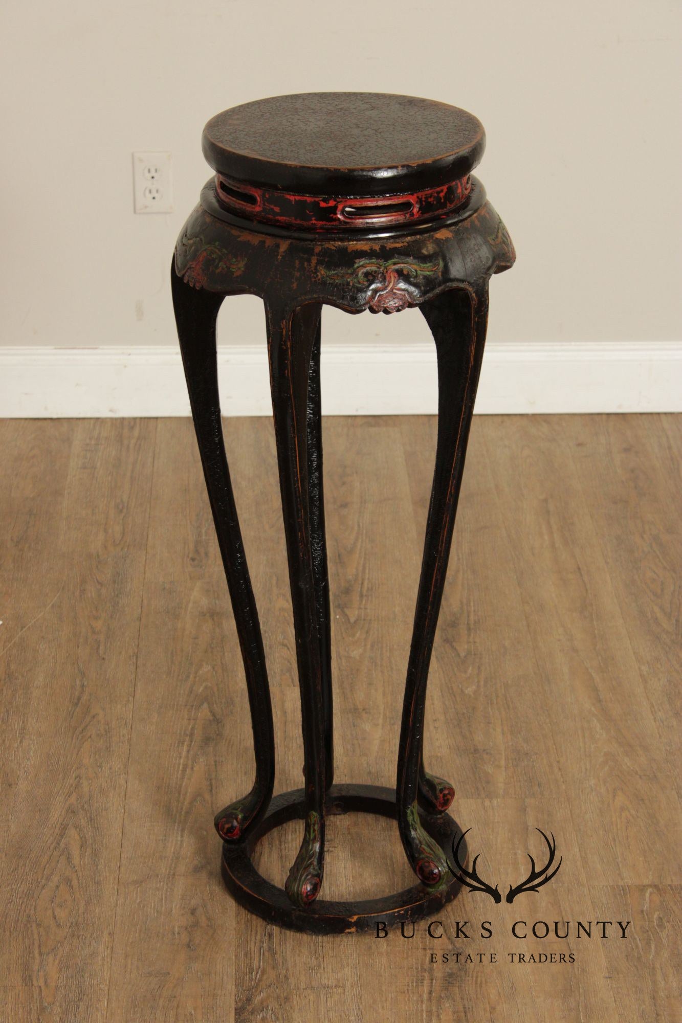 Vintage Asian Pair of Lacquered Plant Stands