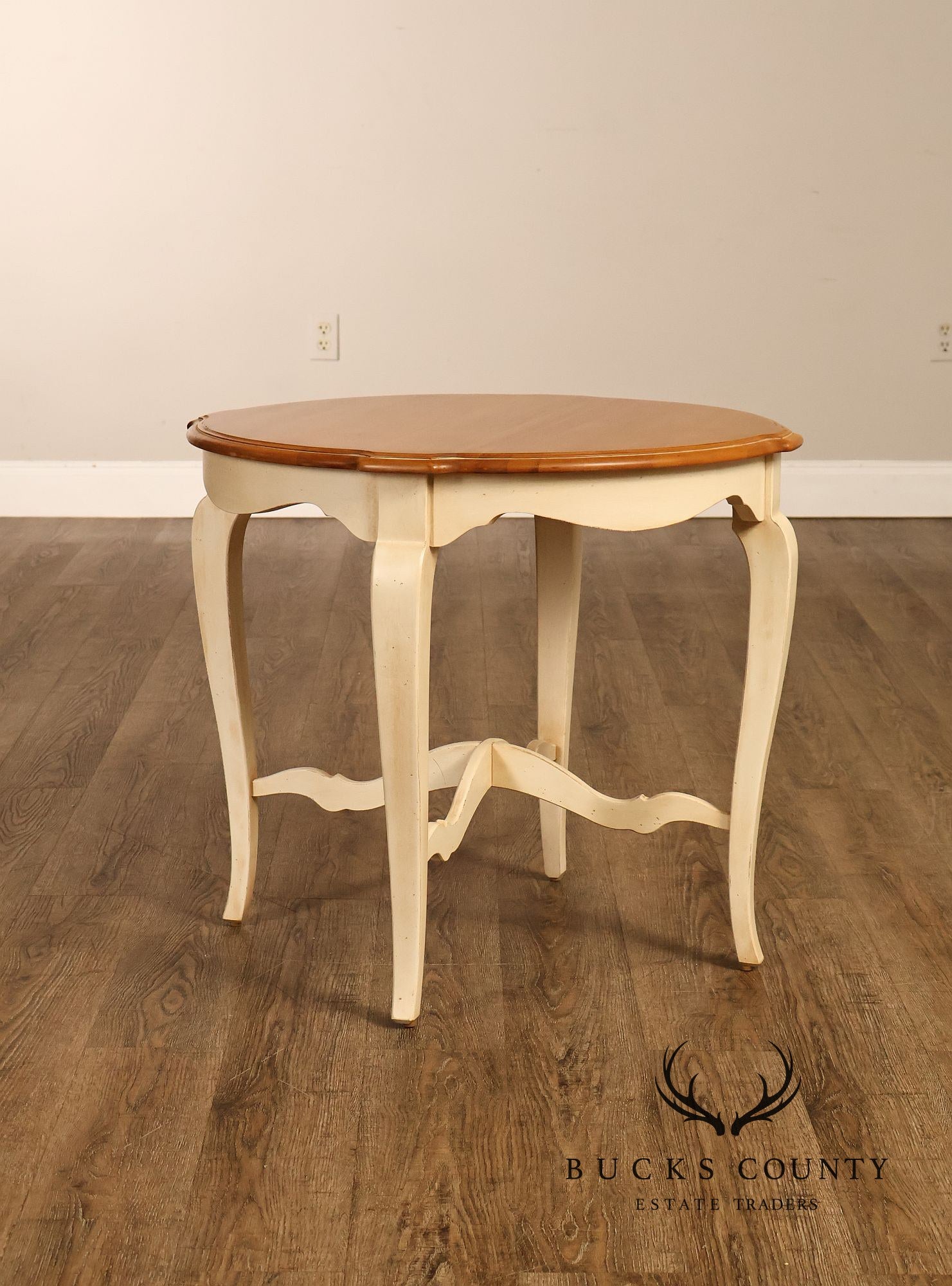 Ethan Allen 'Country French' Cream-Painted Side Table