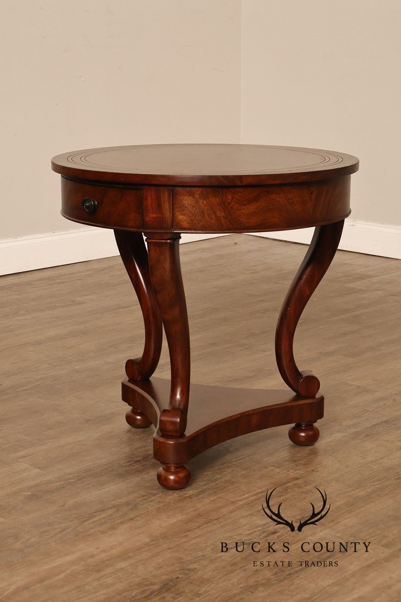 Theodore Alexander Pair of 'Occasionally Italian' Round Mahogany Side Tables