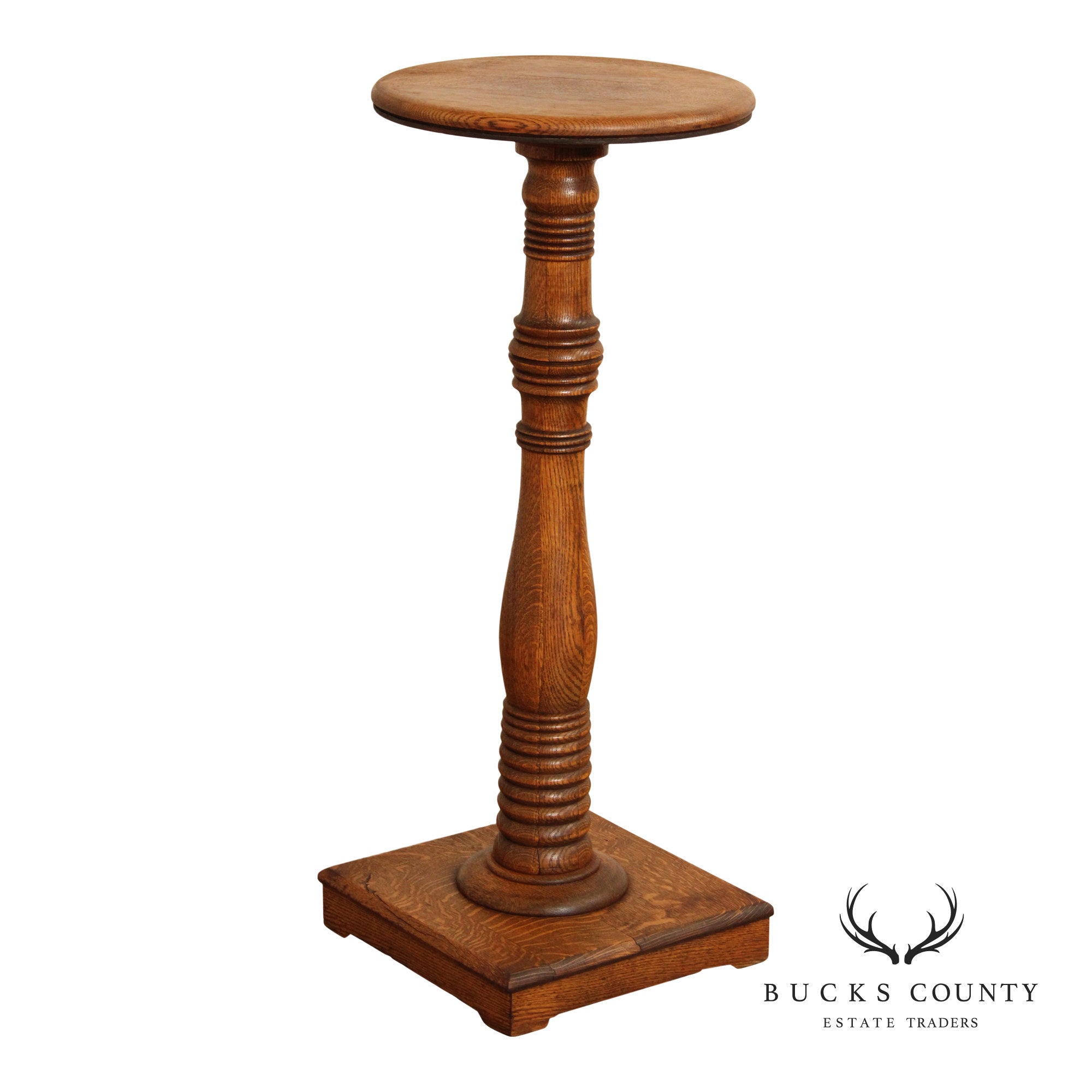 Antique Turned Oak Pedestal Plant Stand