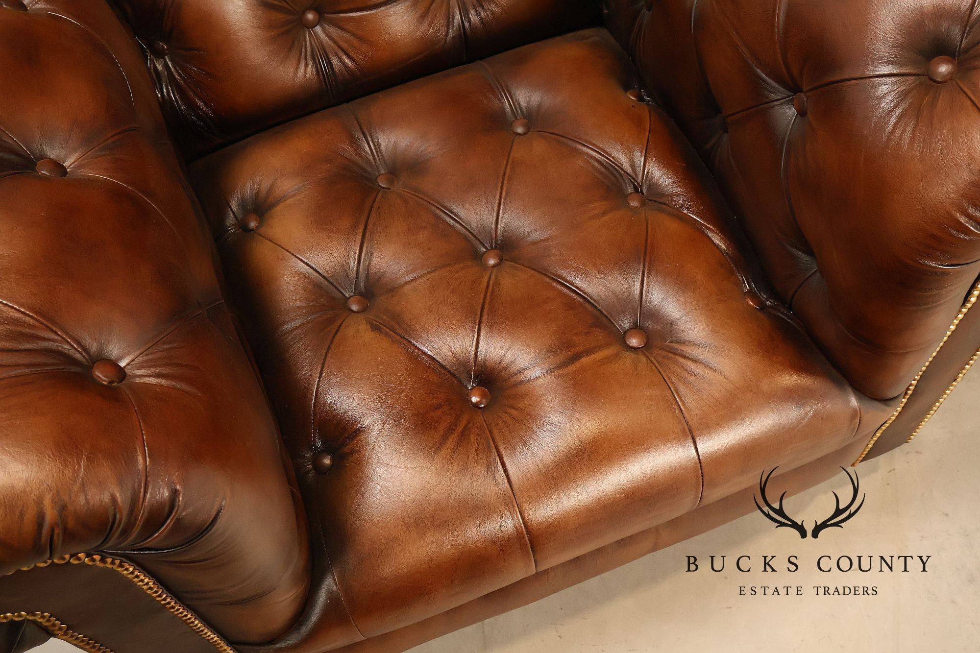 Chesterfield Style Brown Tufted Leather Club Chair