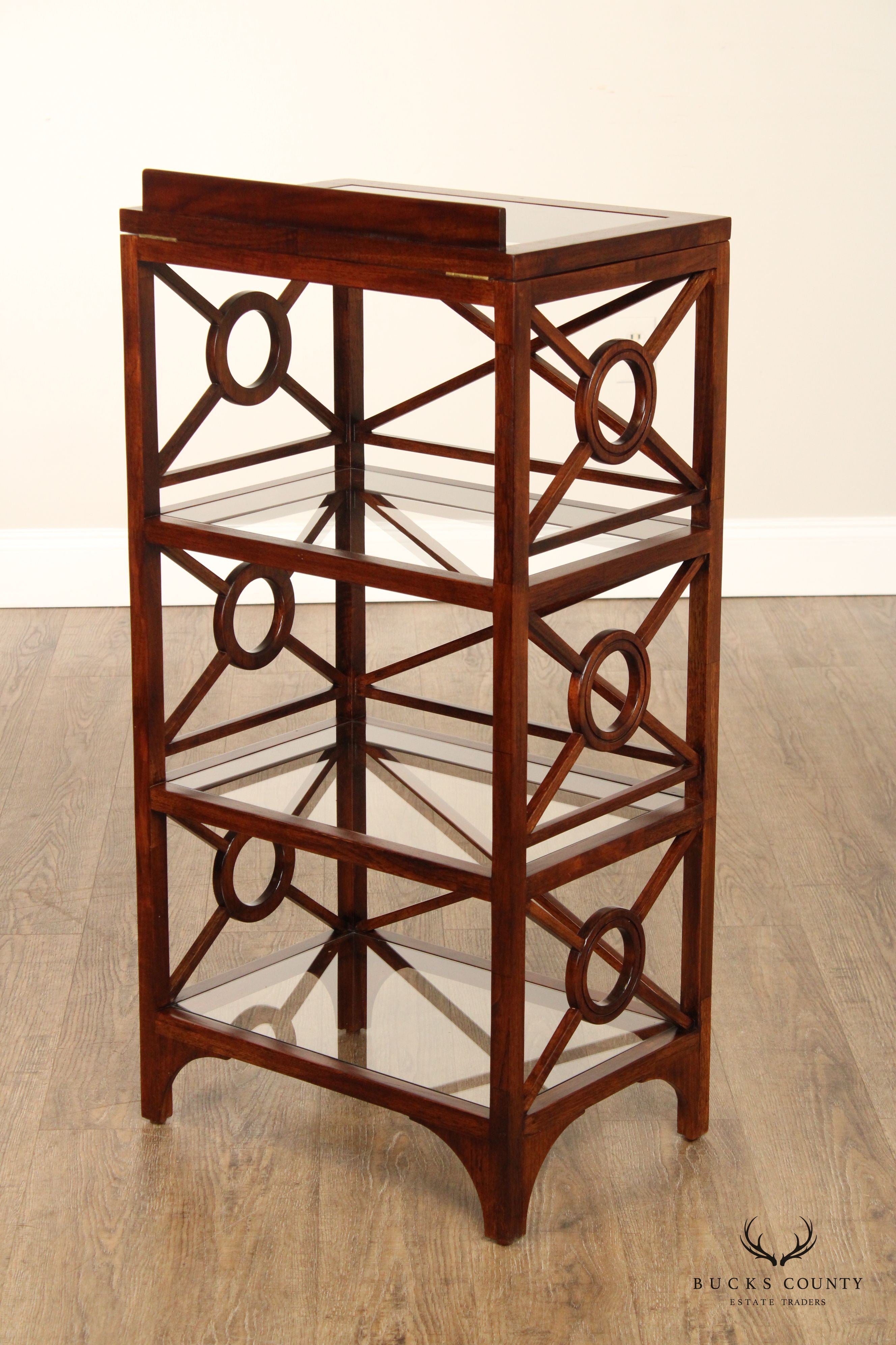 Selamat Designs Mahogany And Glass Shelf Etagere