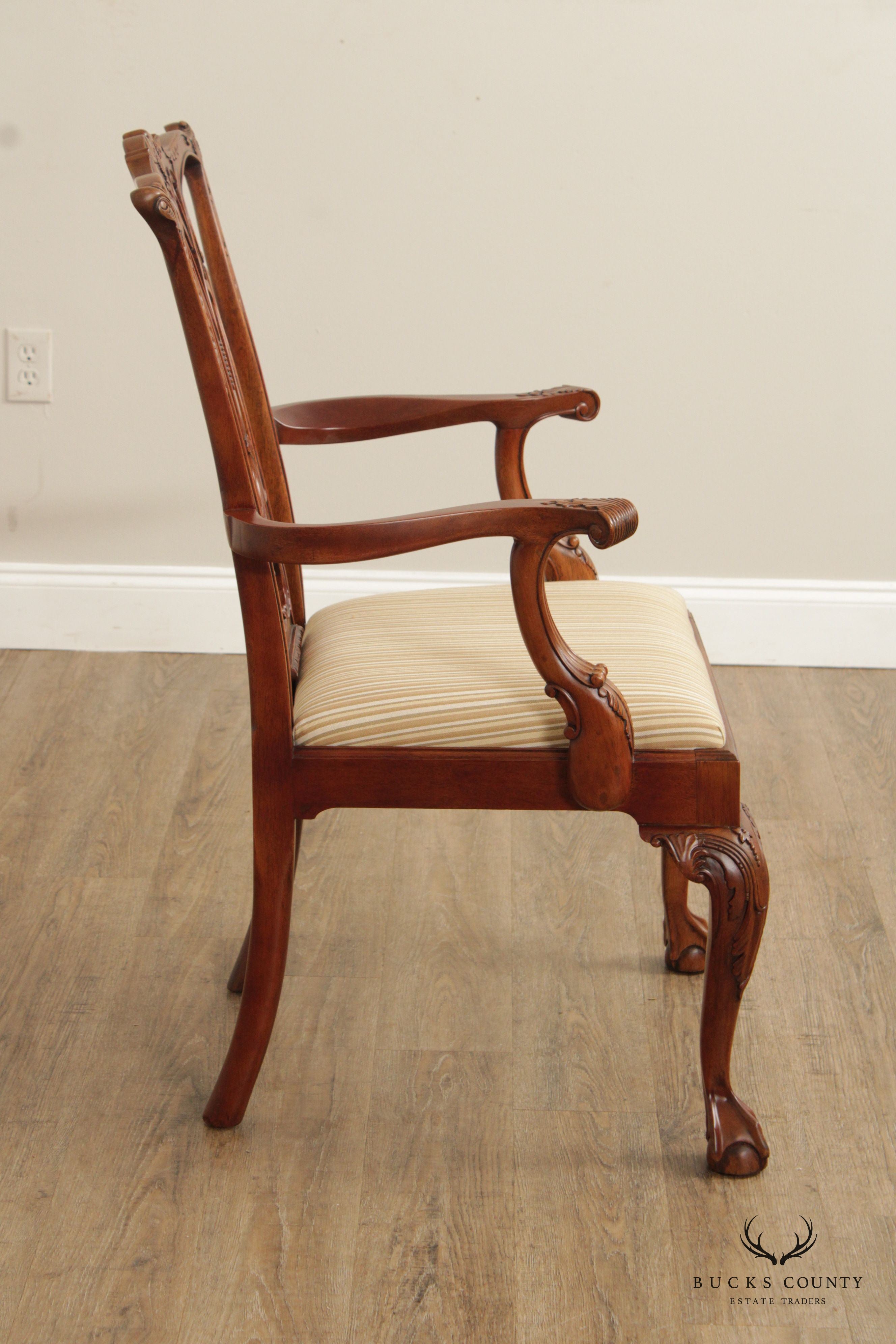 Chippendale Style Set of Four Carved Mahogany Dining Chairs