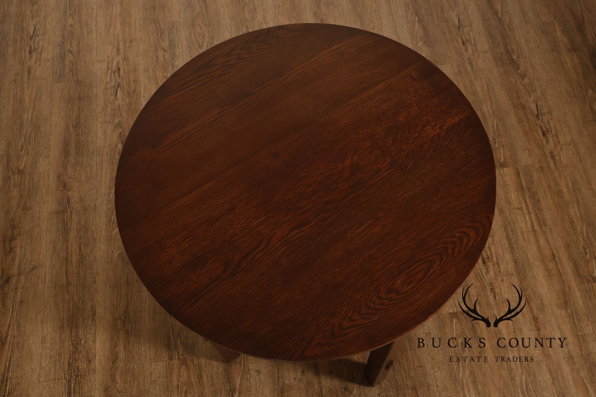 Antique Arts And Crafts Oak Round Side Table