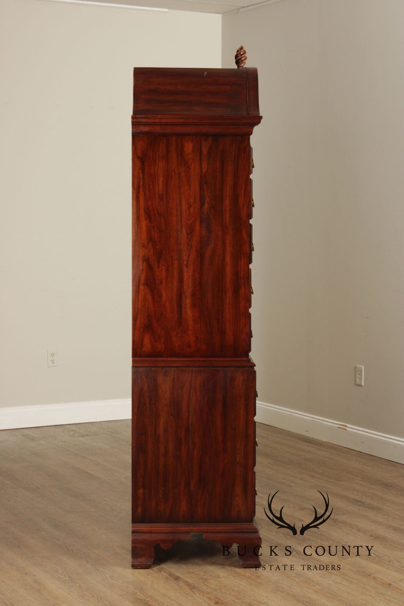 Statton Chippendale Style Cherry Chest on Chest