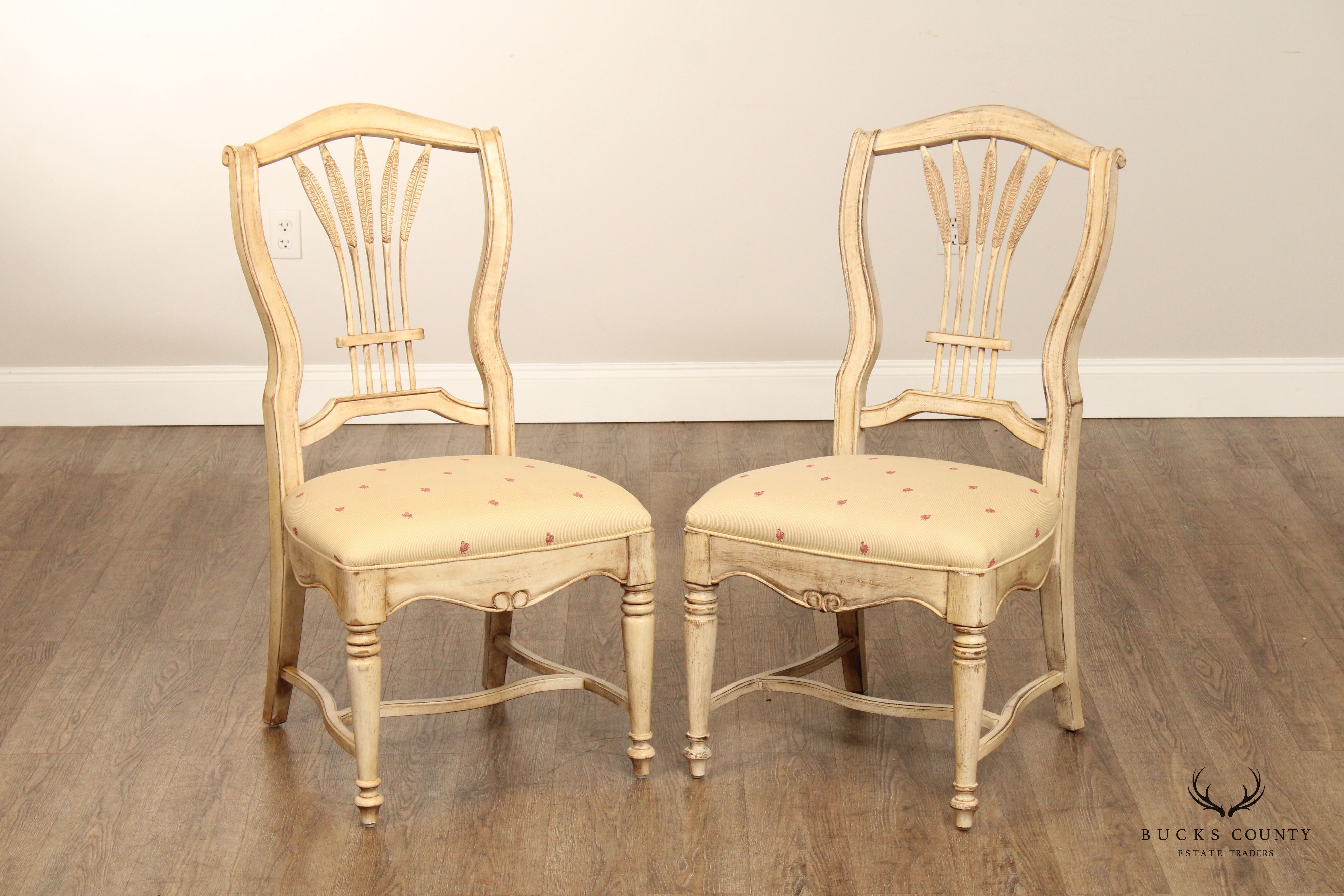 Drexel Heritage French Country  Style Wheat Back Pair Of Side Chairs