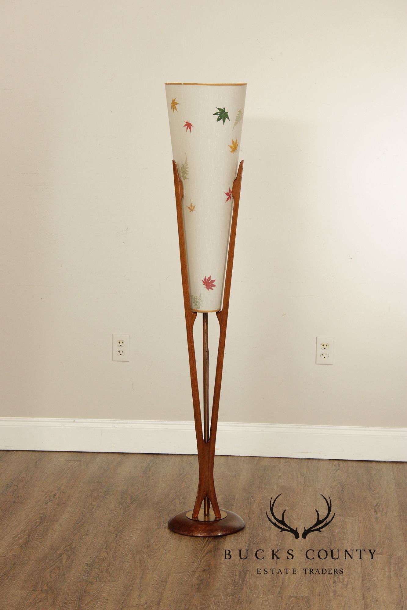 Modeline Mid Century Modern Walnut Floor Lamp