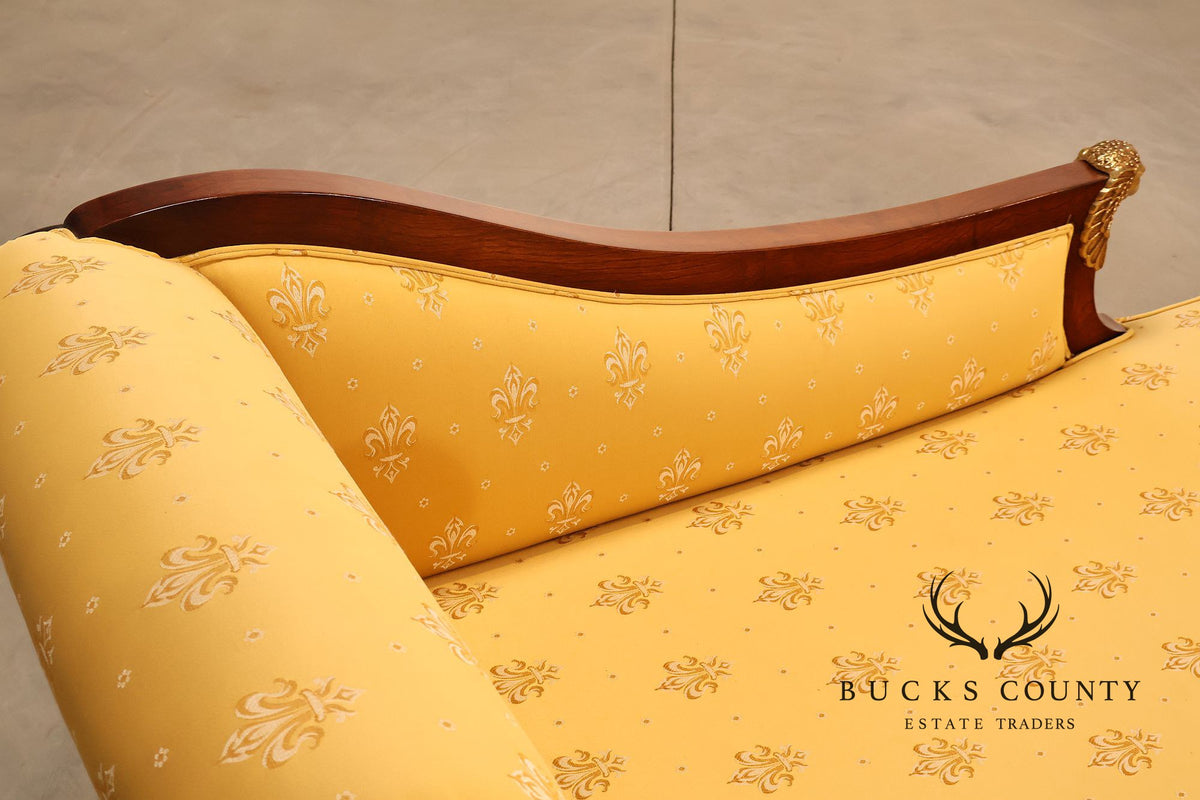 Neoclassical Empire Style Mahogany Chaise Lounge With Gilt Paw Feet