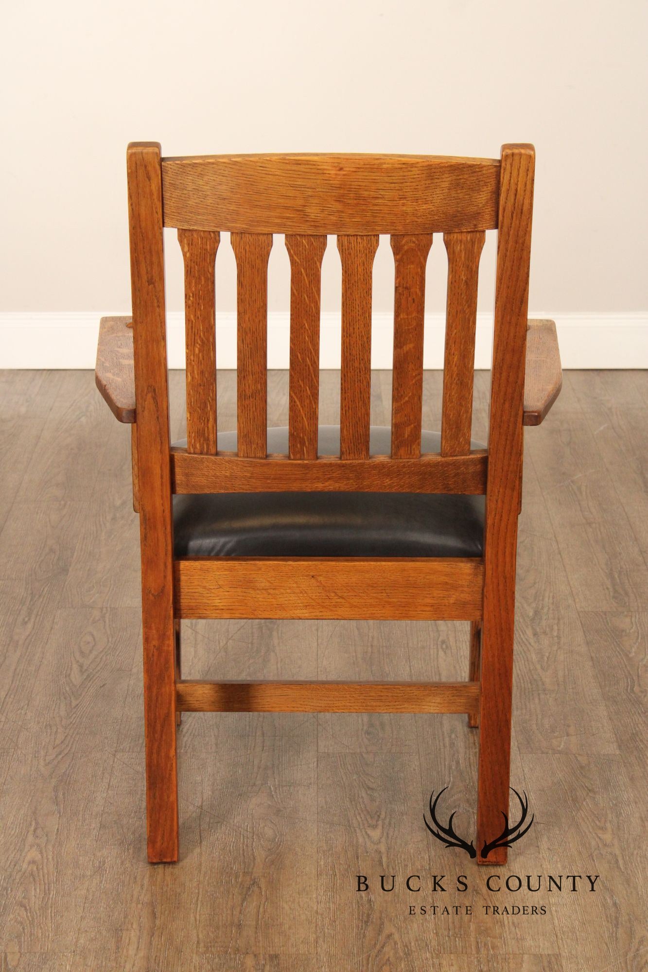 Stickley Mission Collection Oak and Leather Cottage Armchair