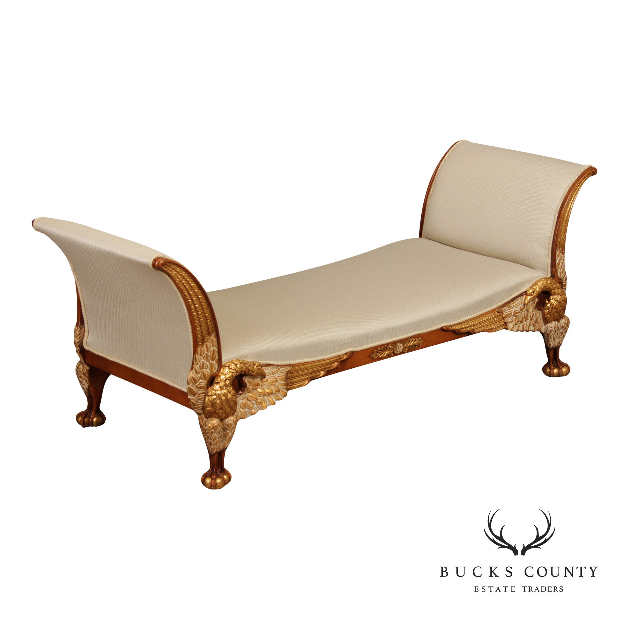 Italian Empire Gilt Carved Eagle Bench