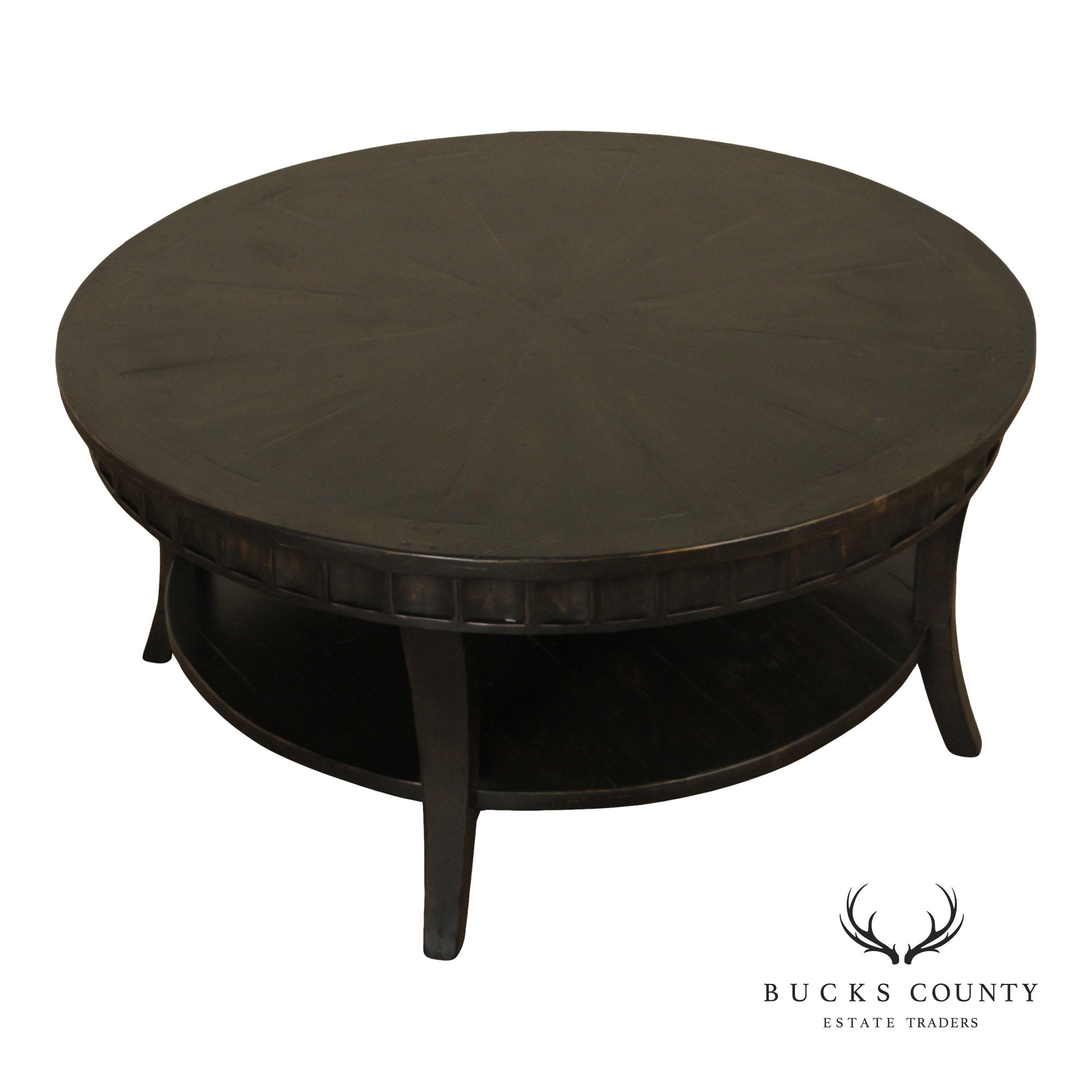 Rustic Distressed Ebony Finish Round Coffee Table