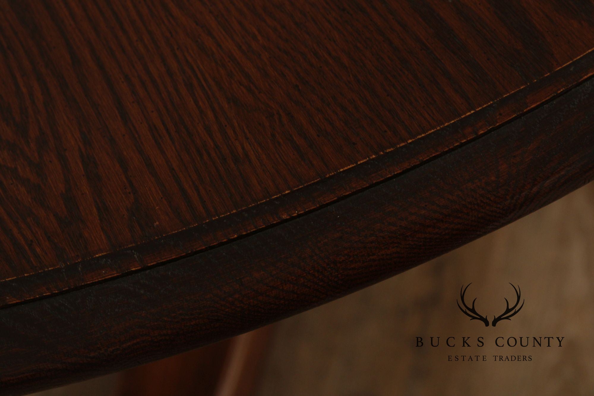 Conant Ball Round Oak Single Pedestal Dining Table With Two Leaves