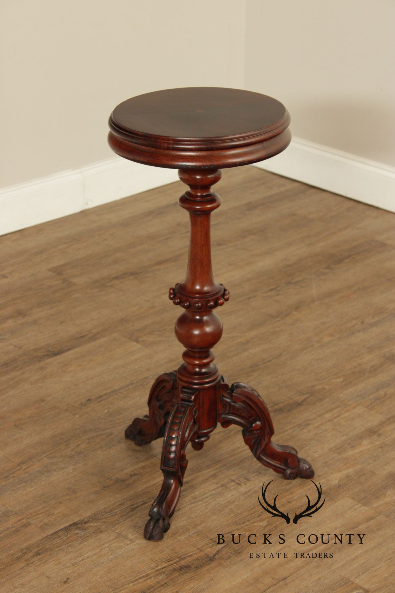 Antique Victorian Walnut Pedestal Plant Stand