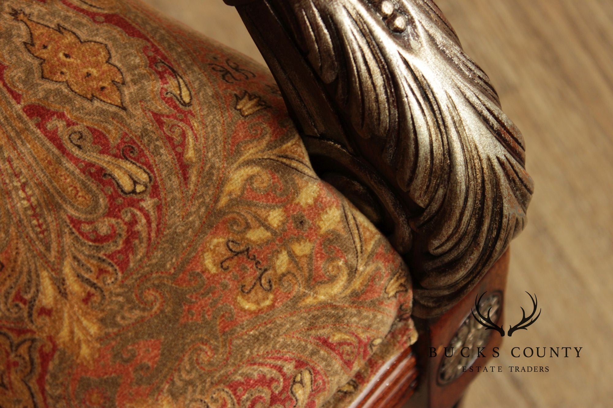Regency Style Pair of Silver Painted Armchairs