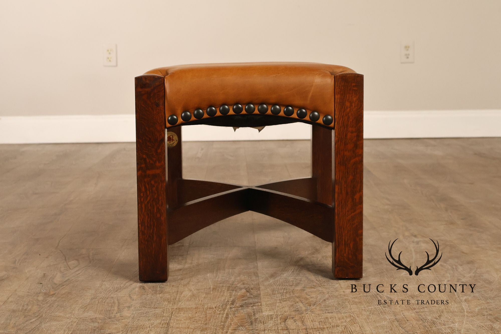 Stickley Mission Collection Oak and Leather Eastwood Footstool