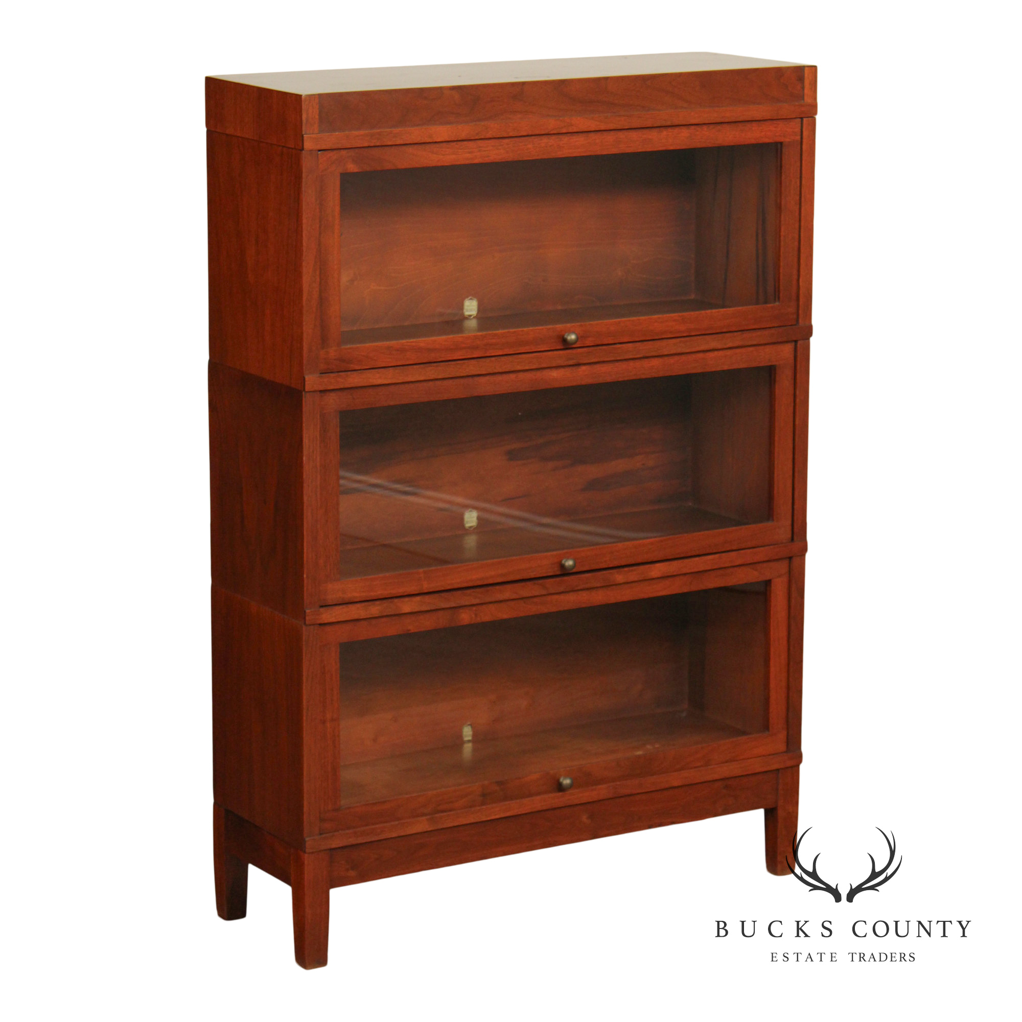 Globe Wernicke Antique Walnut Three-Stack Barrister Bookcase