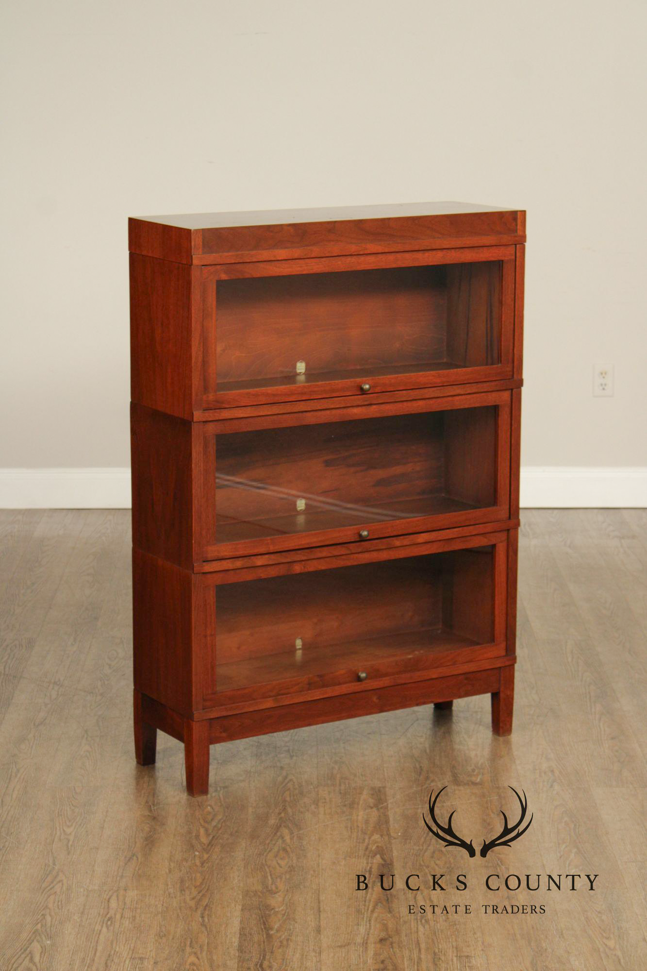 Globe Wernicke Antique Walnut Three-Stack Barrister Bookcase