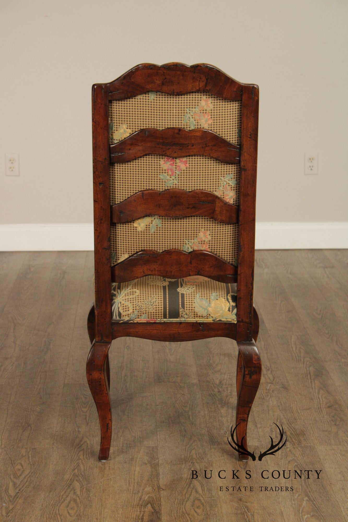 Guy Chaddock Set Of Six  French Country Style Carved Frame Upholstered Dining Chairs